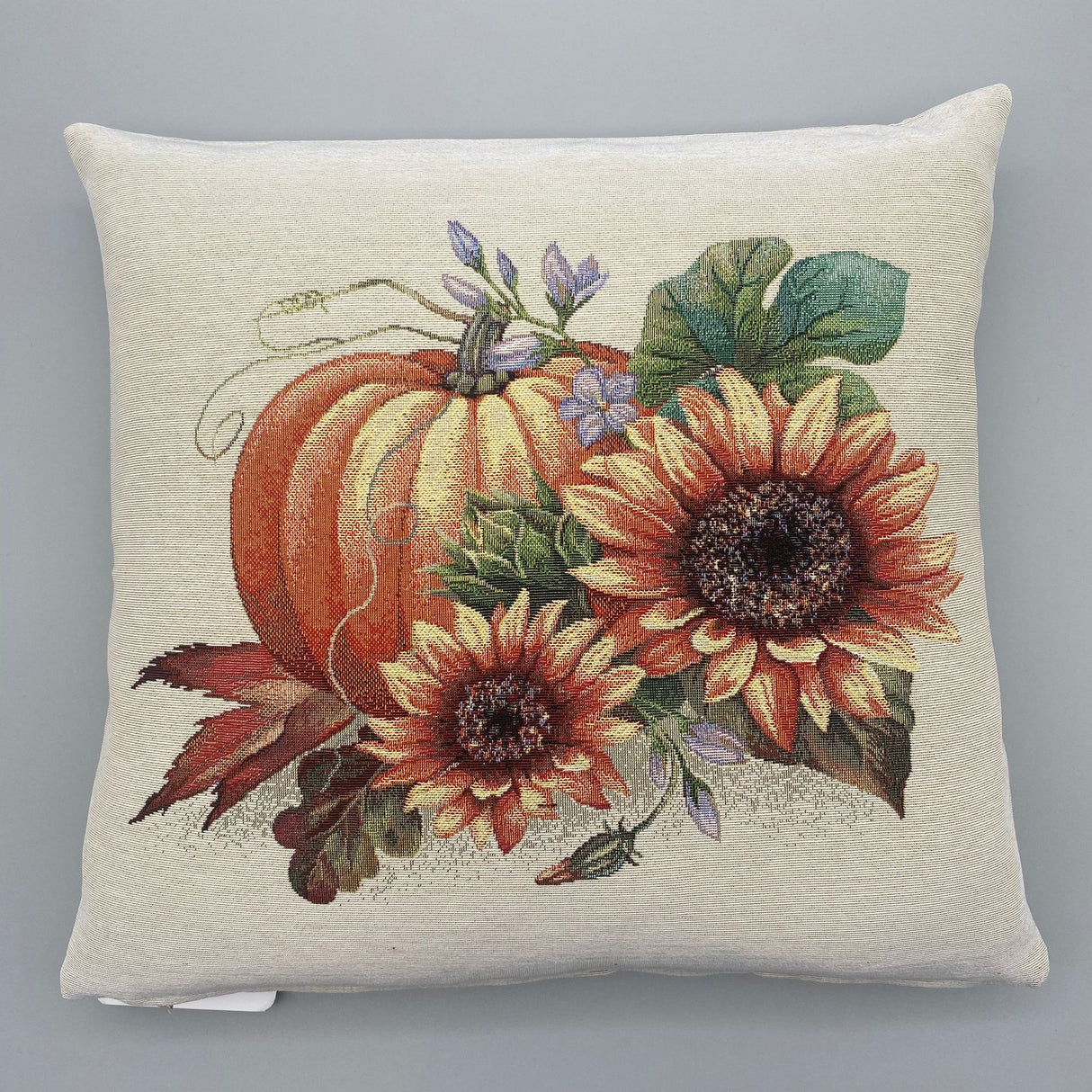 Kissenhülle 45x45 cm mit Kürbis- und Sonnenblumen-Motiv – Herbst Kissenhülle von Wimpelberg