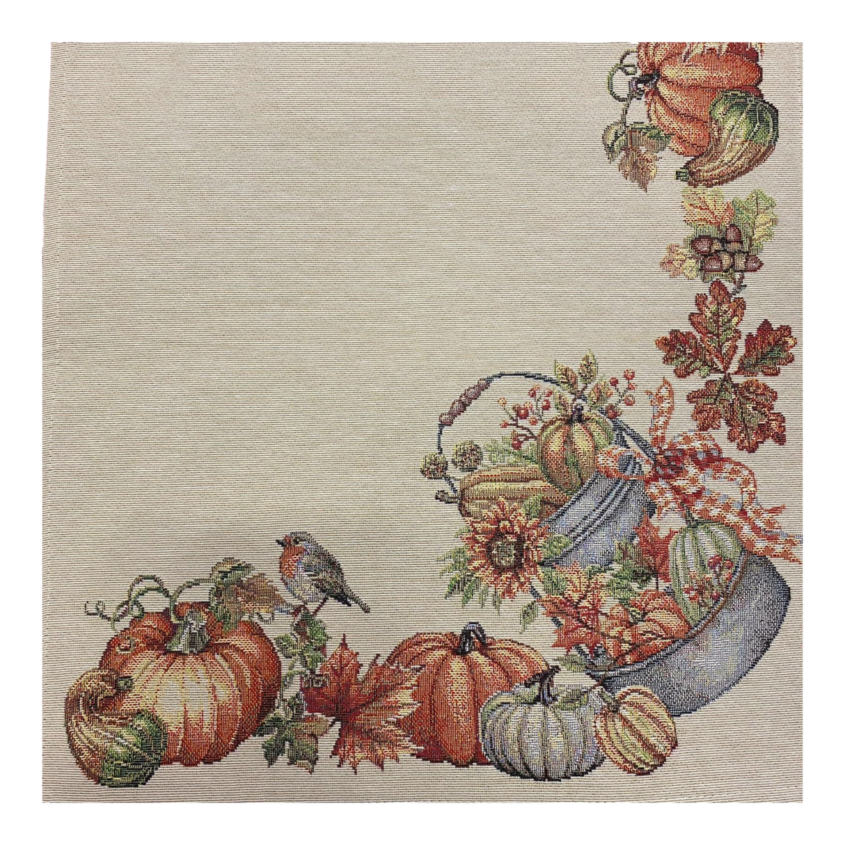 Läufer mit Vogel- und Eimer-Motiv aus Gobelin – 40x100 cm und 45x140 cm | Herbstdeko von Wimpelberg