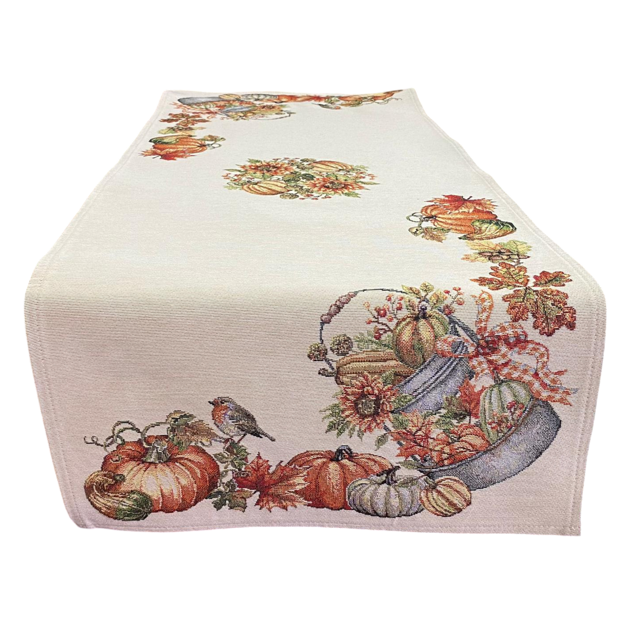 Läufer mit Vogel- und Eimer-Motiv aus Gobelin – 40x100 cm und 45x140 cm | Herbstdeko von Wimpelberg
