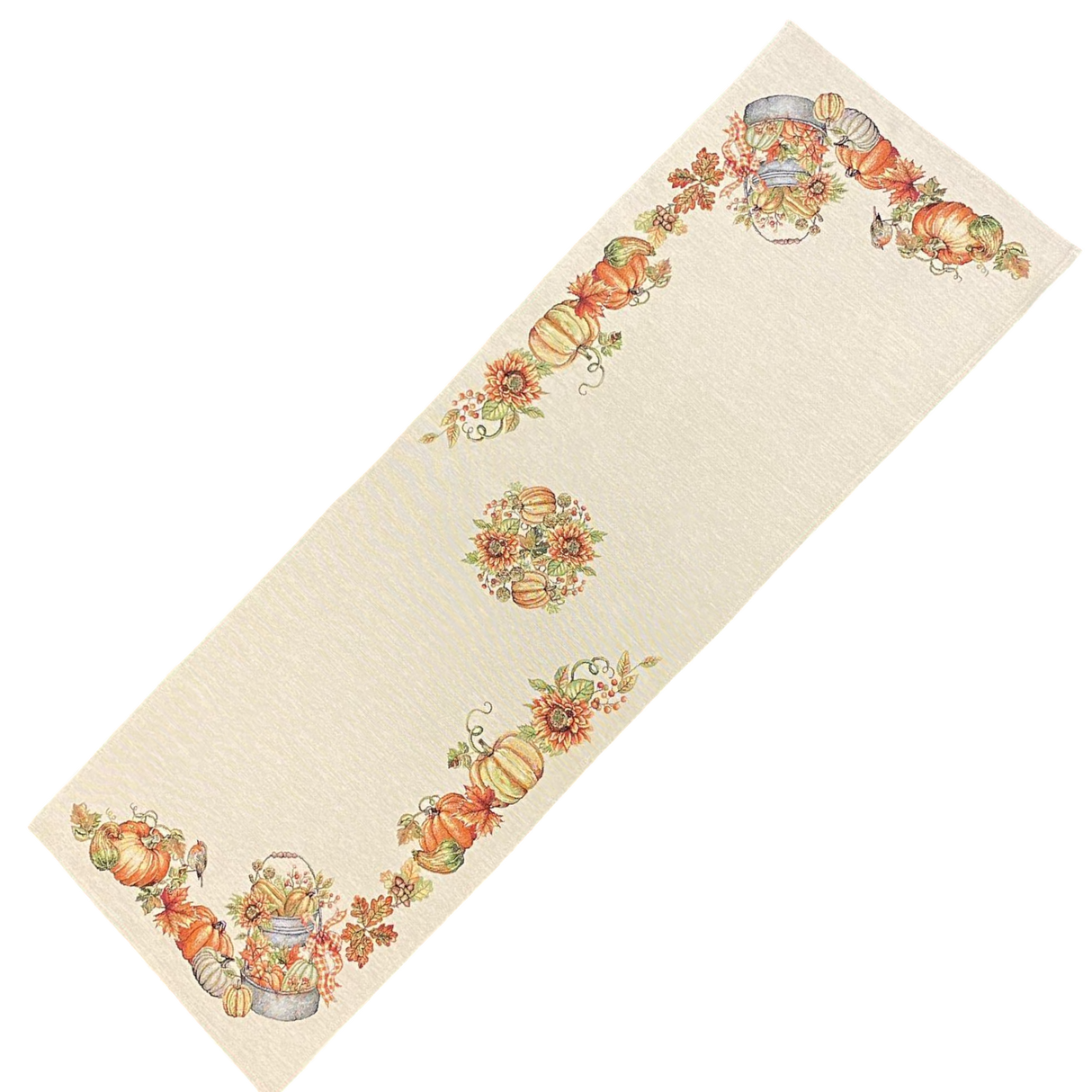 Läufer mit Vogel- und Eimer-Motiv aus Gobelin – 40x100 cm und 45x140 cm | Herbstdeko 45x140cm von Wimpelberg