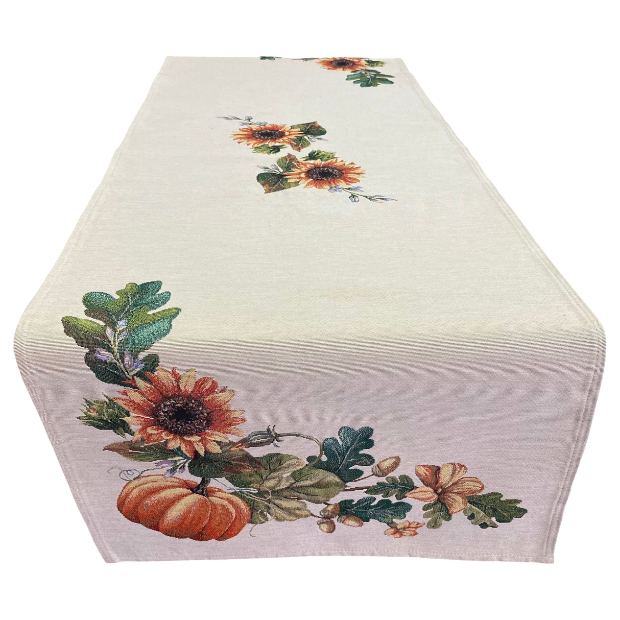 Gobelin-Läufer Kürbis & Sonnenblume – 40x100 cm, 45x140 cm | Herbstdecke Deko von Wimpelberg