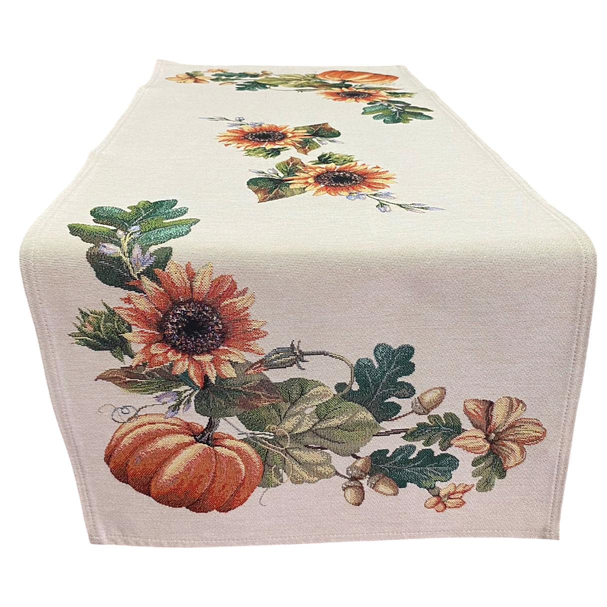 Gobelin-Läufer Kürbis & Sonnenblume – 40x100 cm, 45x140 cm | Herbstdecke Deko von Wimpelberg