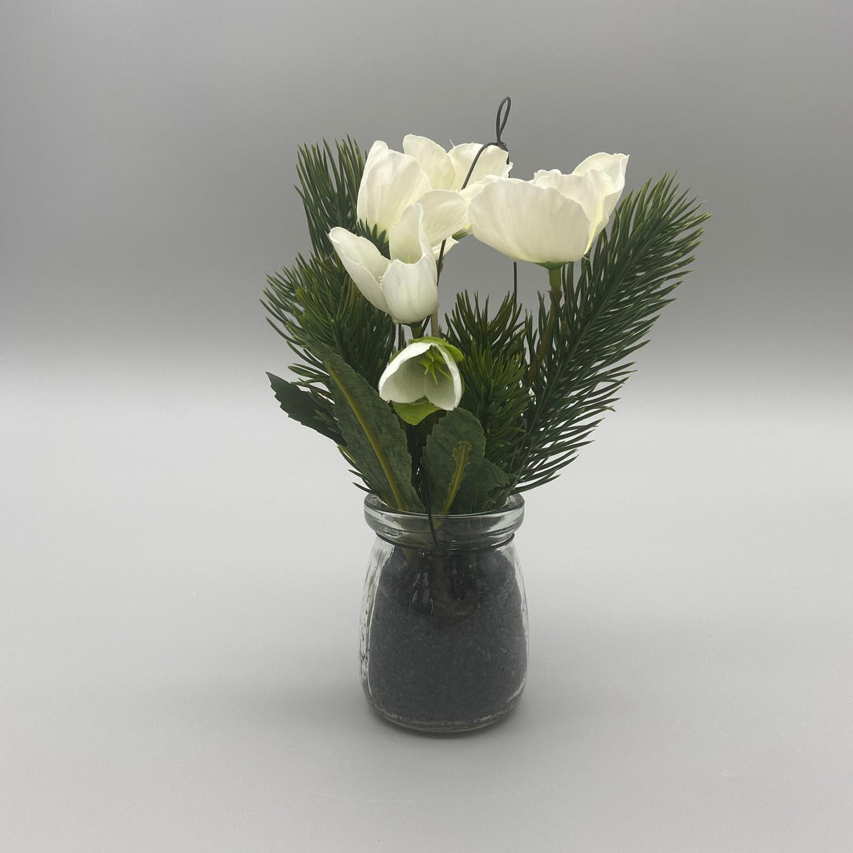 Christrose im Glastopf 21 cm – Weiß & Rosa | Deko Kunstpflanzen von Wimpelberg