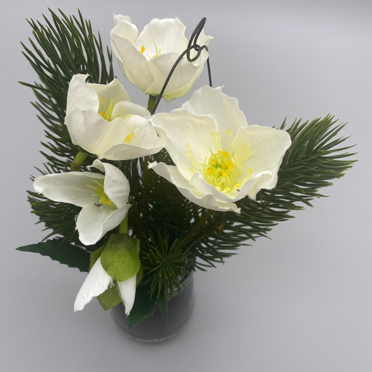 Christrose im Glastopf 21 cm – Weiß & Rosa | Deko Kunstpflanzen von Wimpelberg