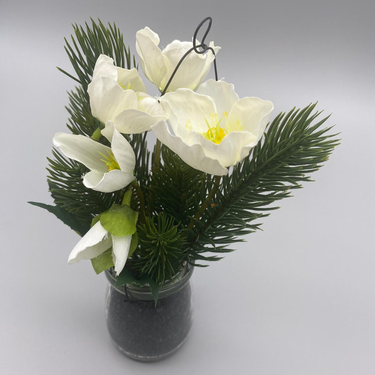 Christrose im Glastopf 21 cm – Weiß & Rosa | Deko Kunstpflanzen Weiß von Wimpelberg