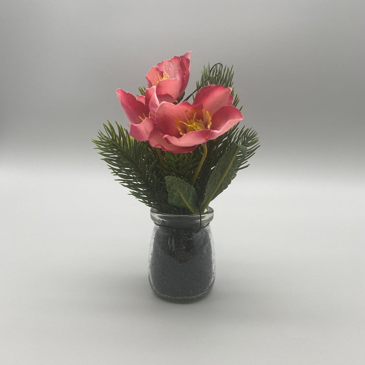 Christrose im Glastopf 21 cm – Weiß & Rosa | Deko Kunstpflanzen von Wimpelberg