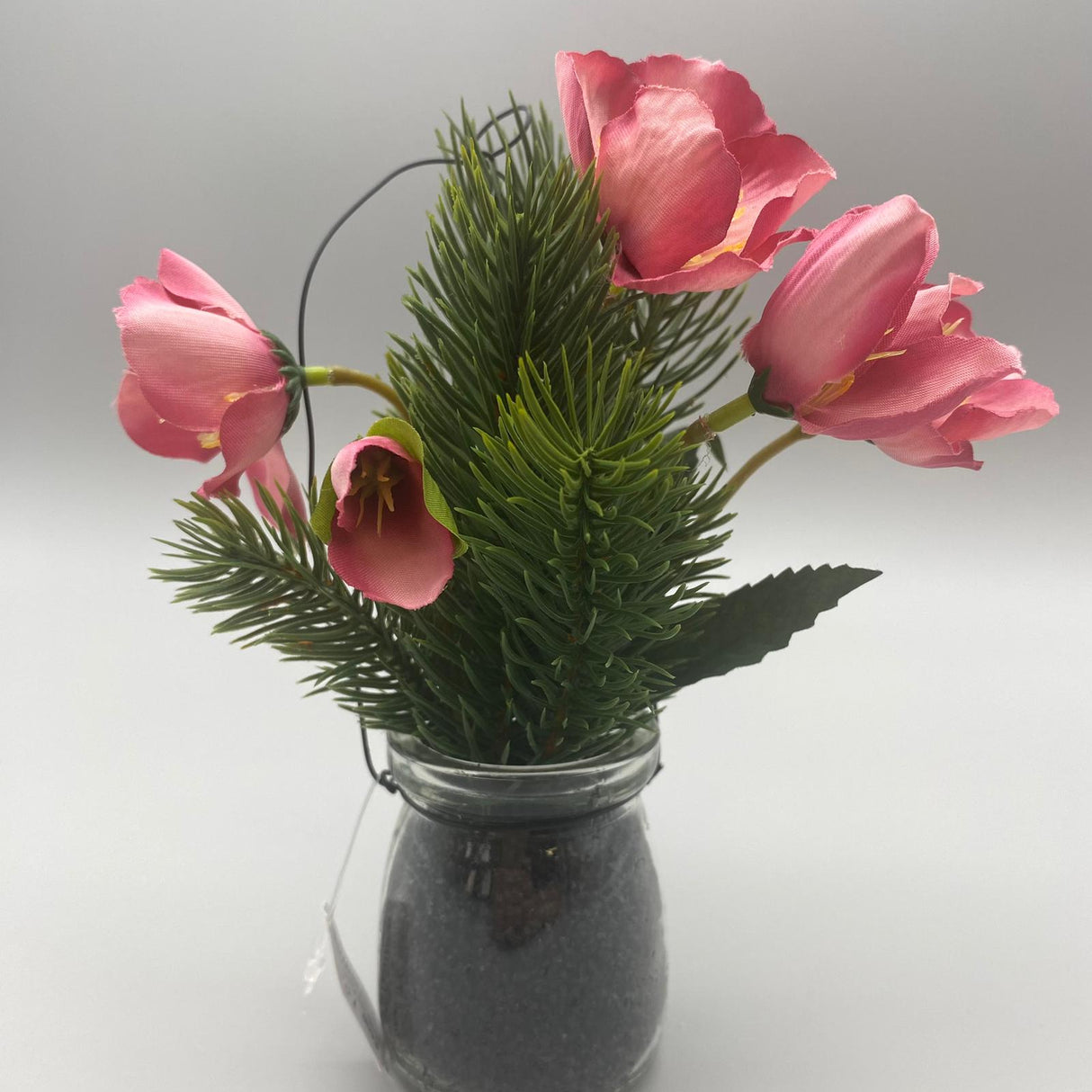 Christrose im Glastopf 21 cm – Weiß & Rosa | Deko Kunstpflanzen Rosa von Wimpelberg