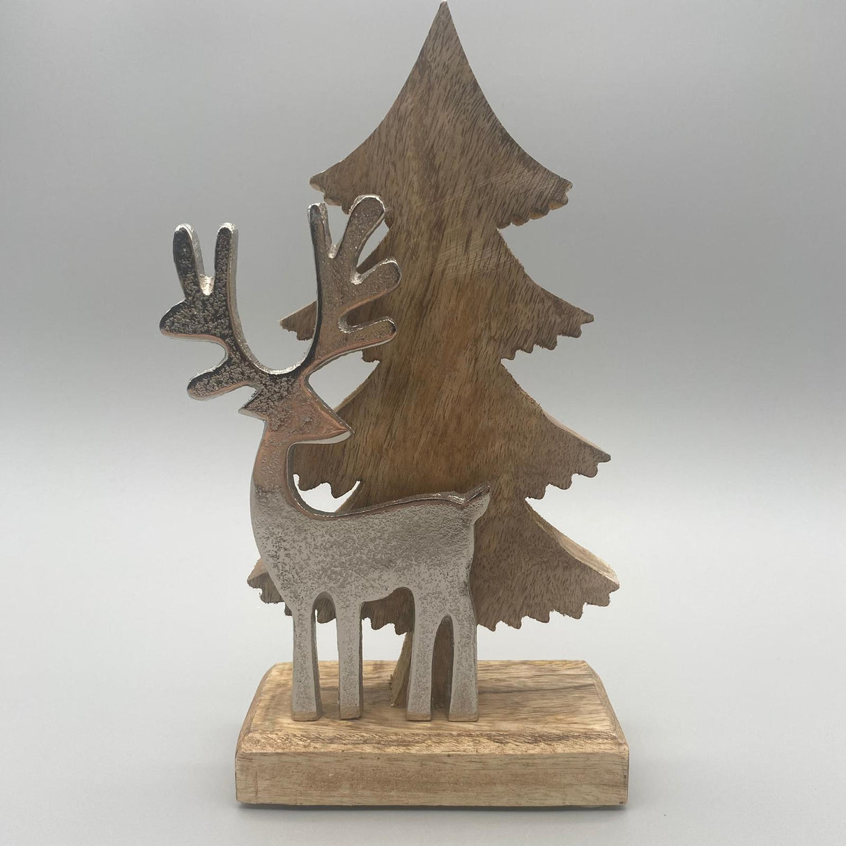 Deko Baum + Hirsch Winter – 26x16 cm, Mango-Holz | Winter Dekoobjekt von Wimpelberg