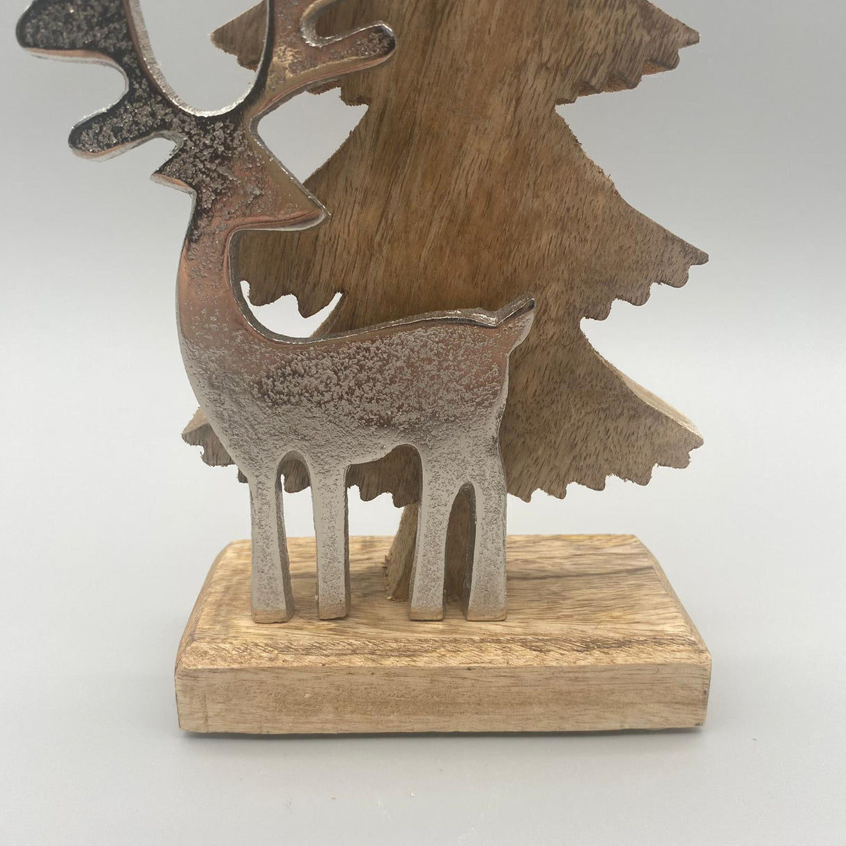 Deko Baum + Hirsch Winter – 26x16 cm, Mango-Holz | Winter Dekoobjekt von Wimpelberg