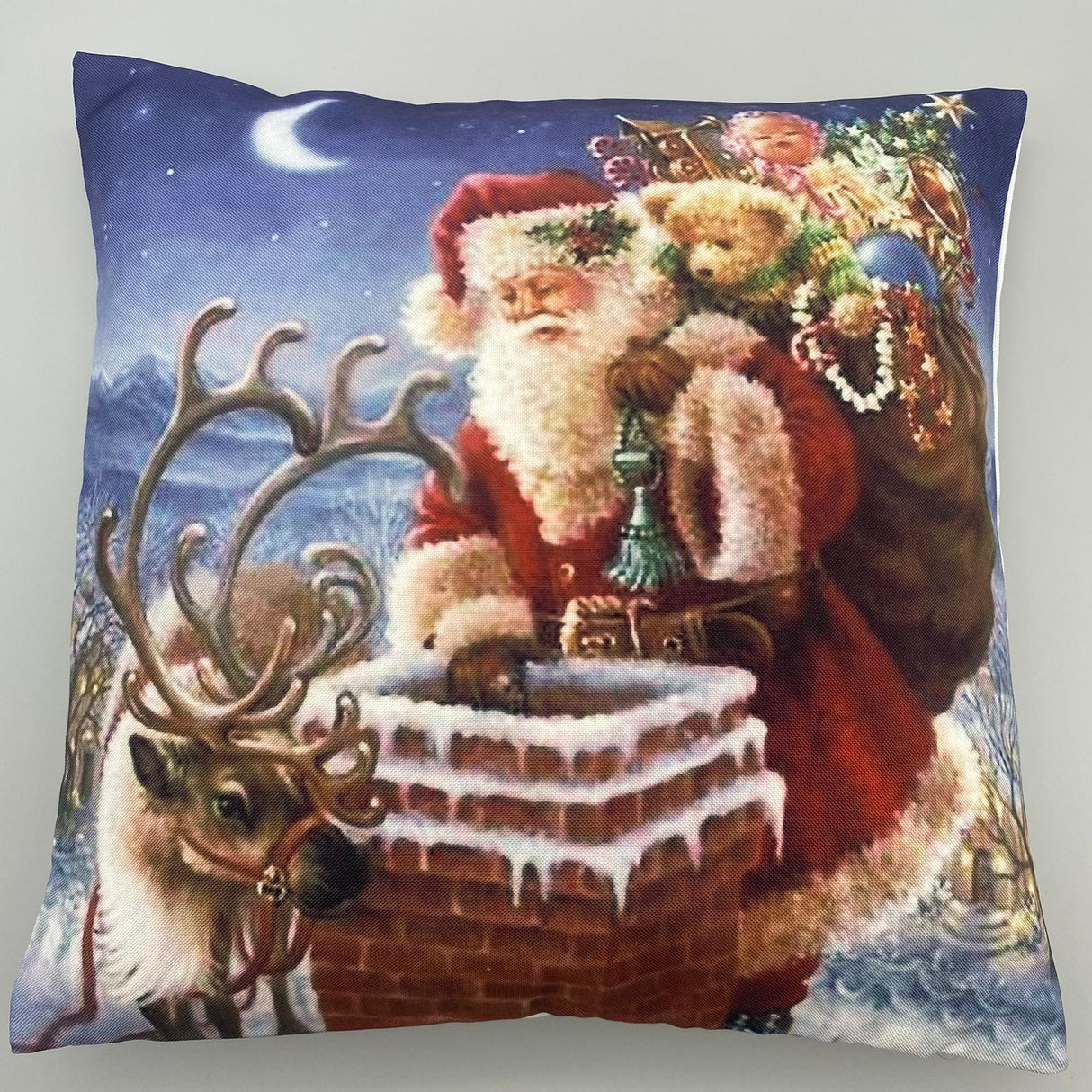 Kissenhülle Weihnachten 40x40 – Weihnachtsmann am Schornstein von Wimpelberg