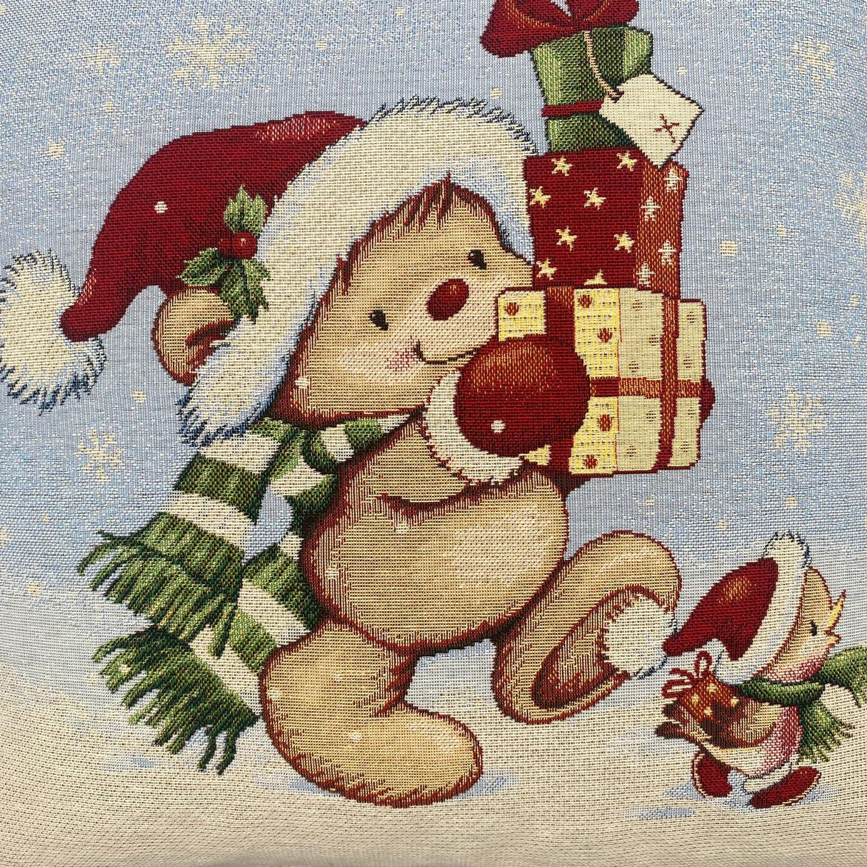 Gobelin Kissenhülle Weihnachten – Bärenmotiv "Bubu" 45x45 von Wimpelberg