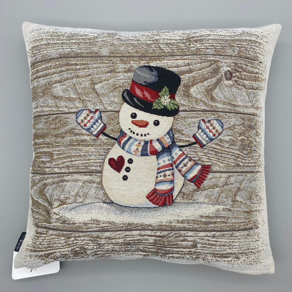 Kissenhülle Winter Bezug 45x45 cm – Gobelin Winter Schneemann Kissenbezug Winter von Wimpelberg