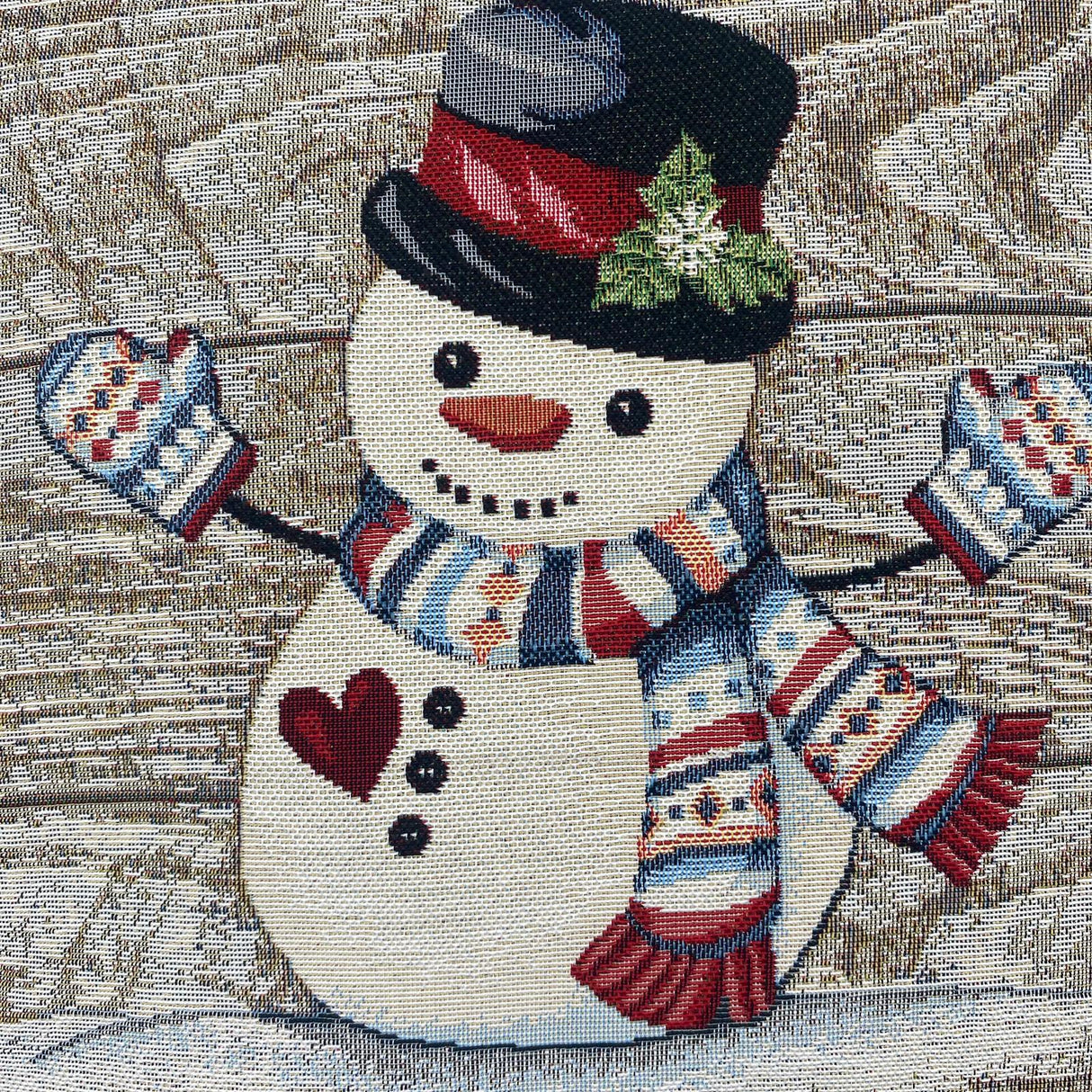 Kissenhülle Winter Bezug 45x45 cm – Gobelin Winter Schneemann Kissenbezug Winter von Wimpelberg