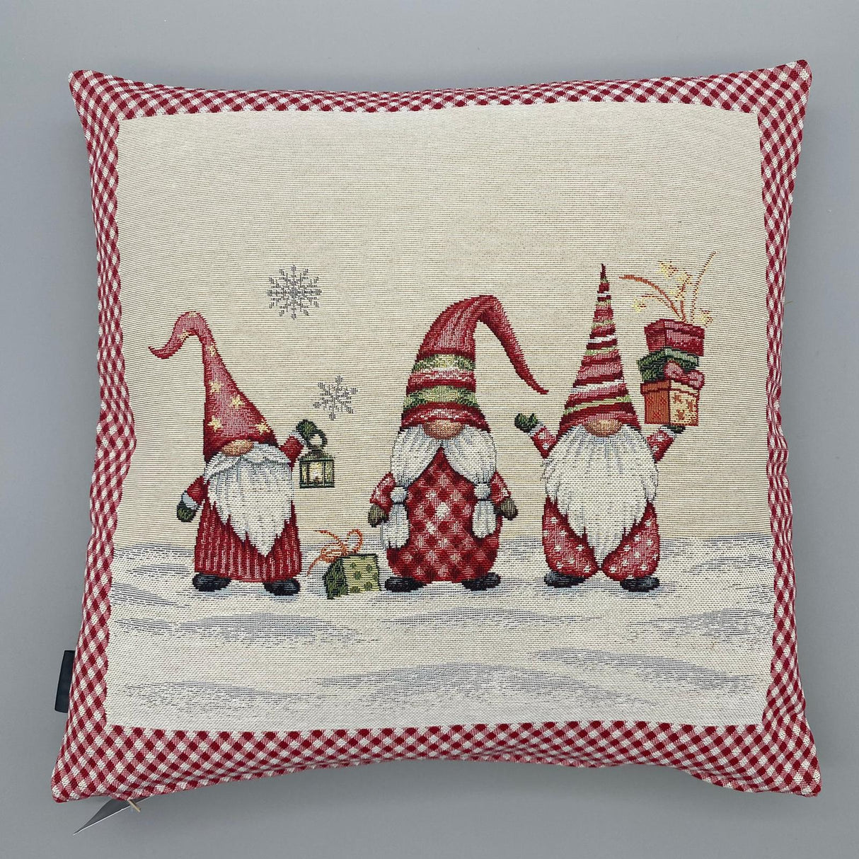 Kissenhülle Weihnachten 45x45 cm – Gobelin Weihnachten Zwerge Kissenbezug von Wimpelberg
