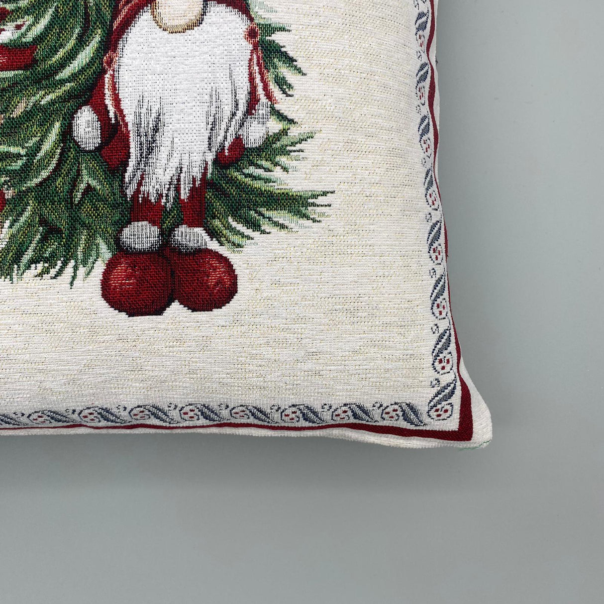 Kissenhülle Weihnachten 45x45 cm – Gobelin Weihnachten Wichtel mit Pilz von Wimpelberg