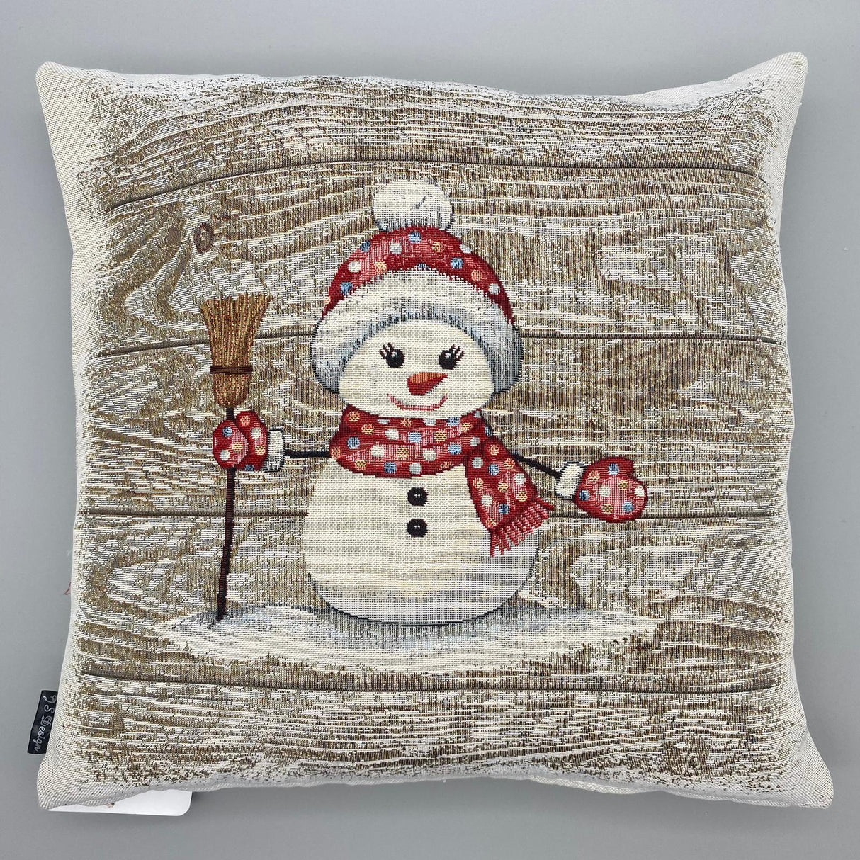 Kissenhülle Winter 45x45 cm – Gobelin Winter Schneefrau Kissenbezug Winter von Wimpelberg