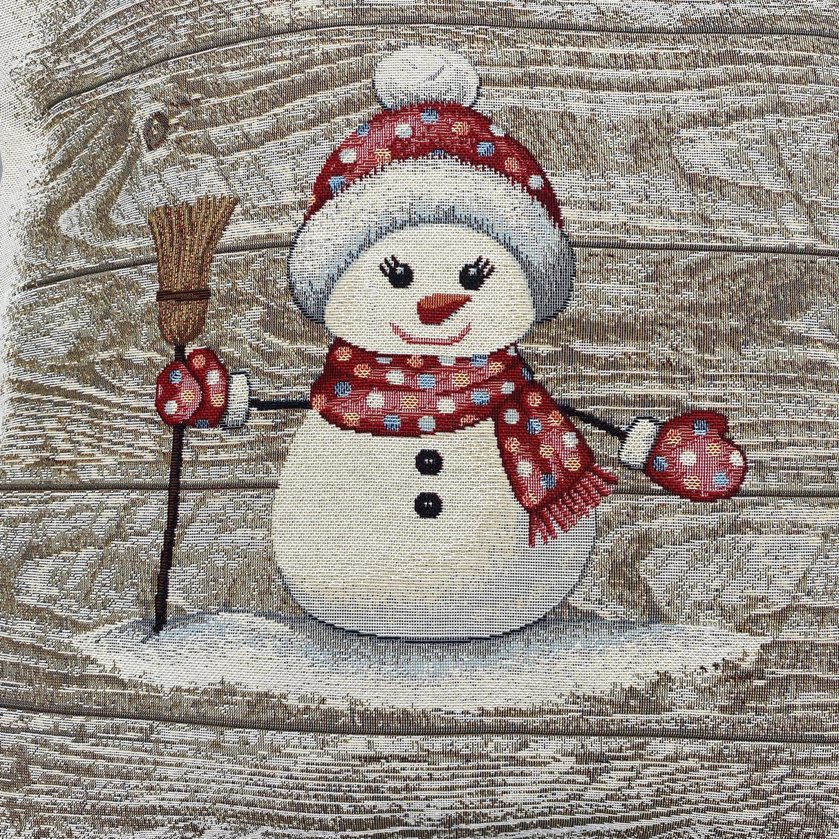 Kissenhülle Winter 45x45 cm – Gobelin Winter Schneefrau Kissenbezug Winter von Wimpelberg