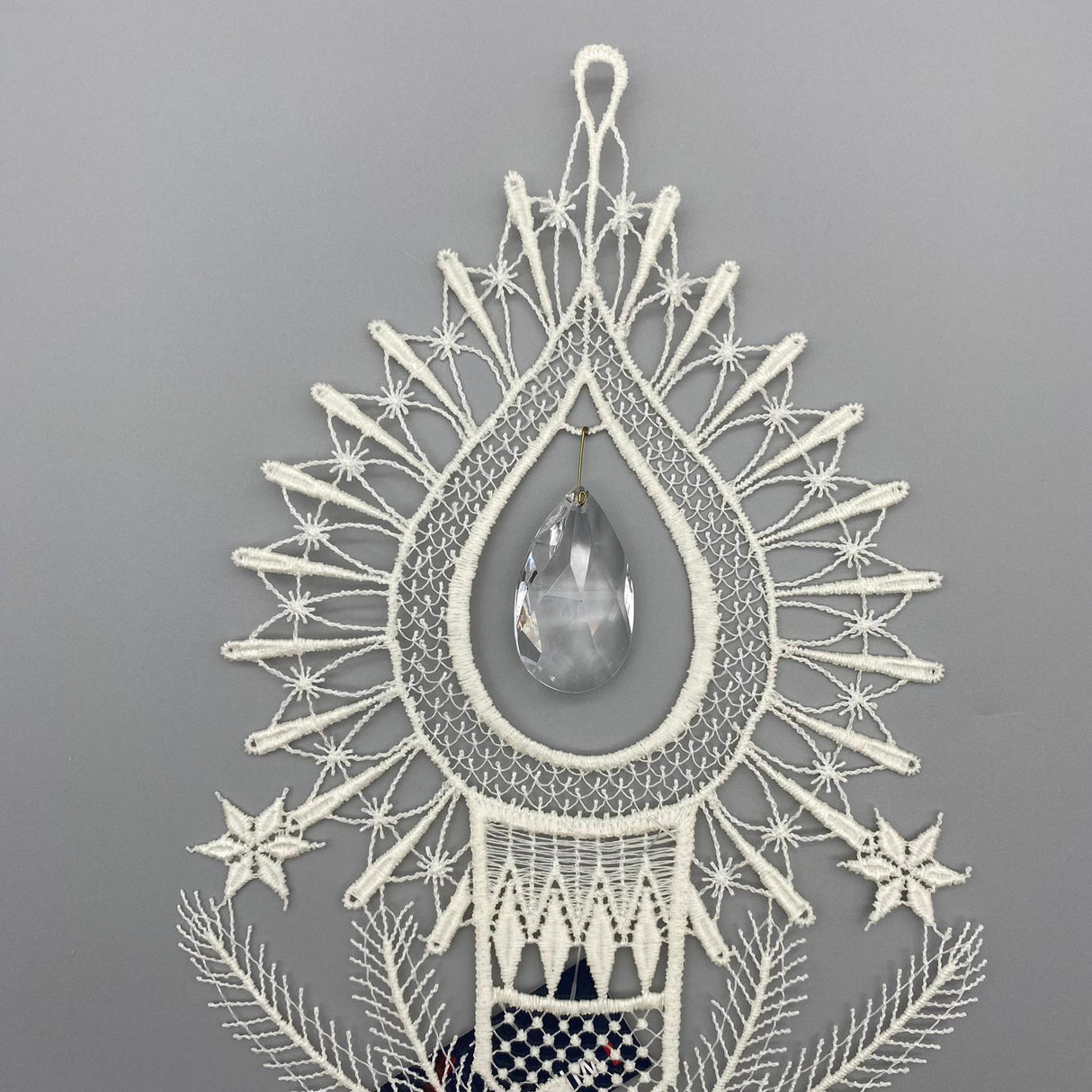 Fensterbild Kerze Kristall – ECHTE Plauener Spitze | Fensterdeko von Wimpelberg