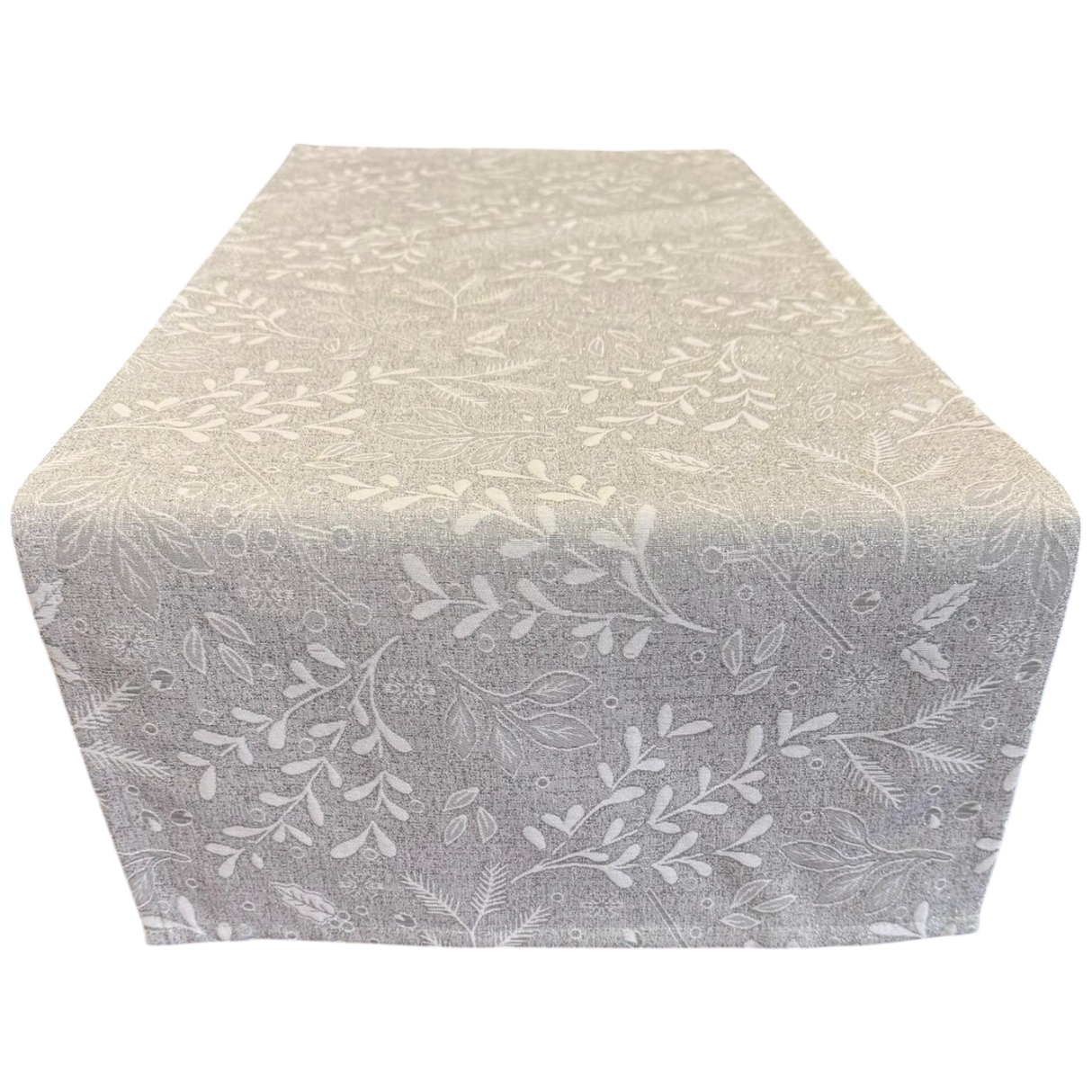 Winterläufer Gobelin – Zweig in Silber | Winterdeko Läufer von Wimpelberg