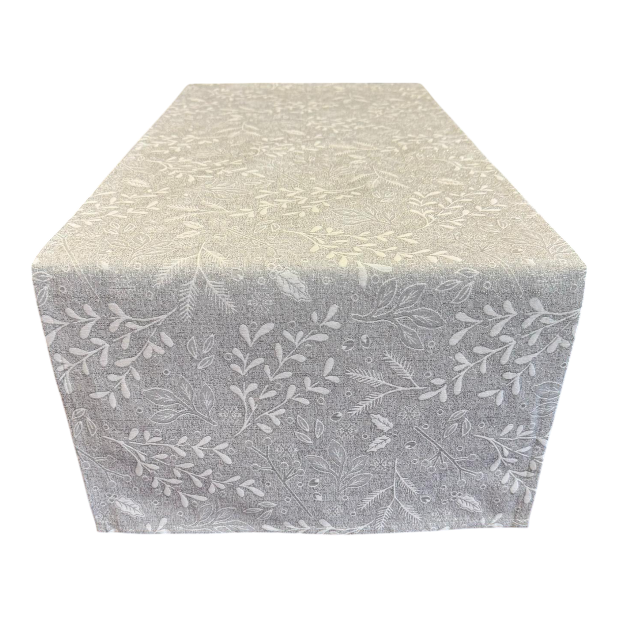 Winterläufer Gobelin – Zweig in Silber | Winterdeko Läufer von Wimpelberg