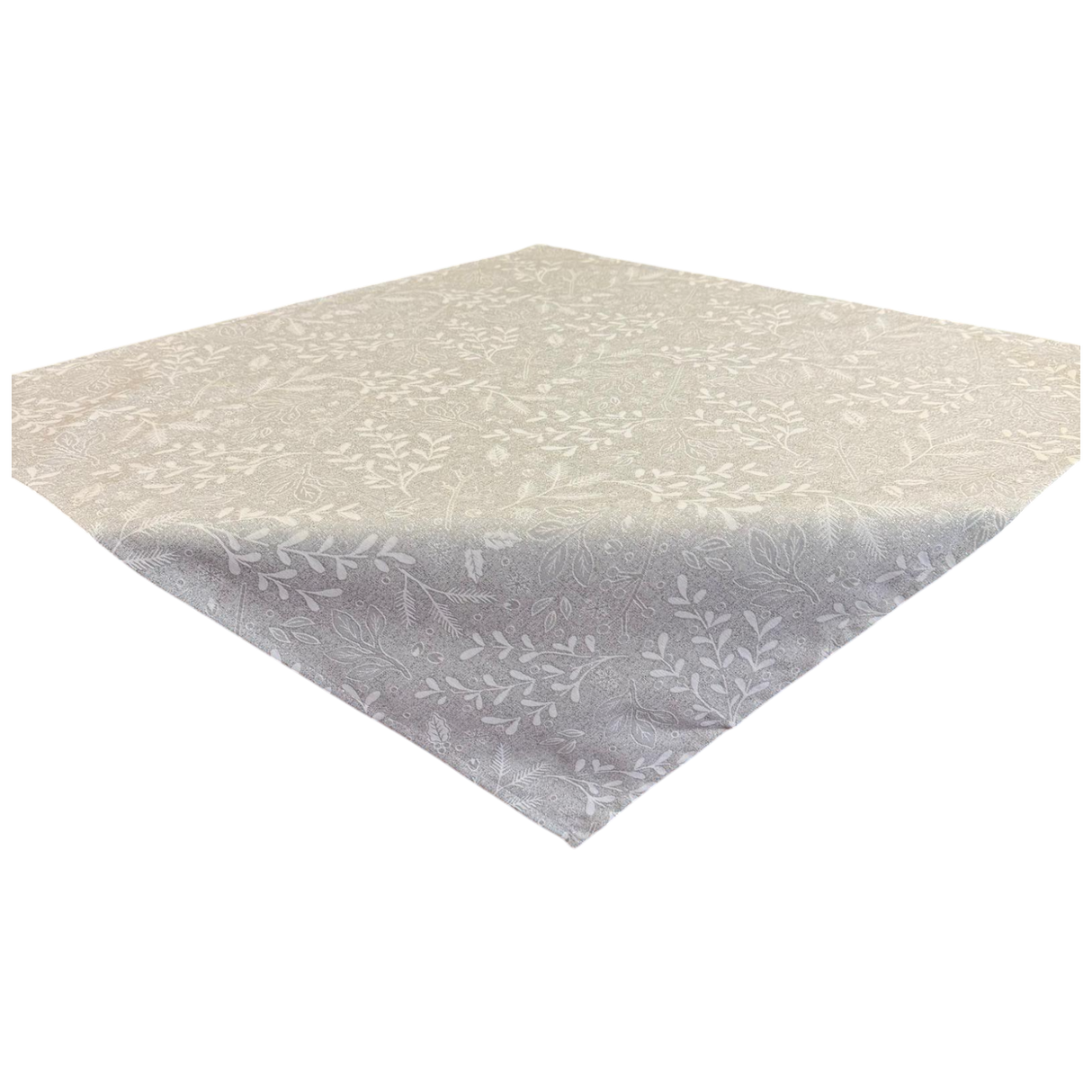 Winterdecke 85x85 cm – Gobelin Zweig in Silbergrau | Winterdeko von Wimpelberg