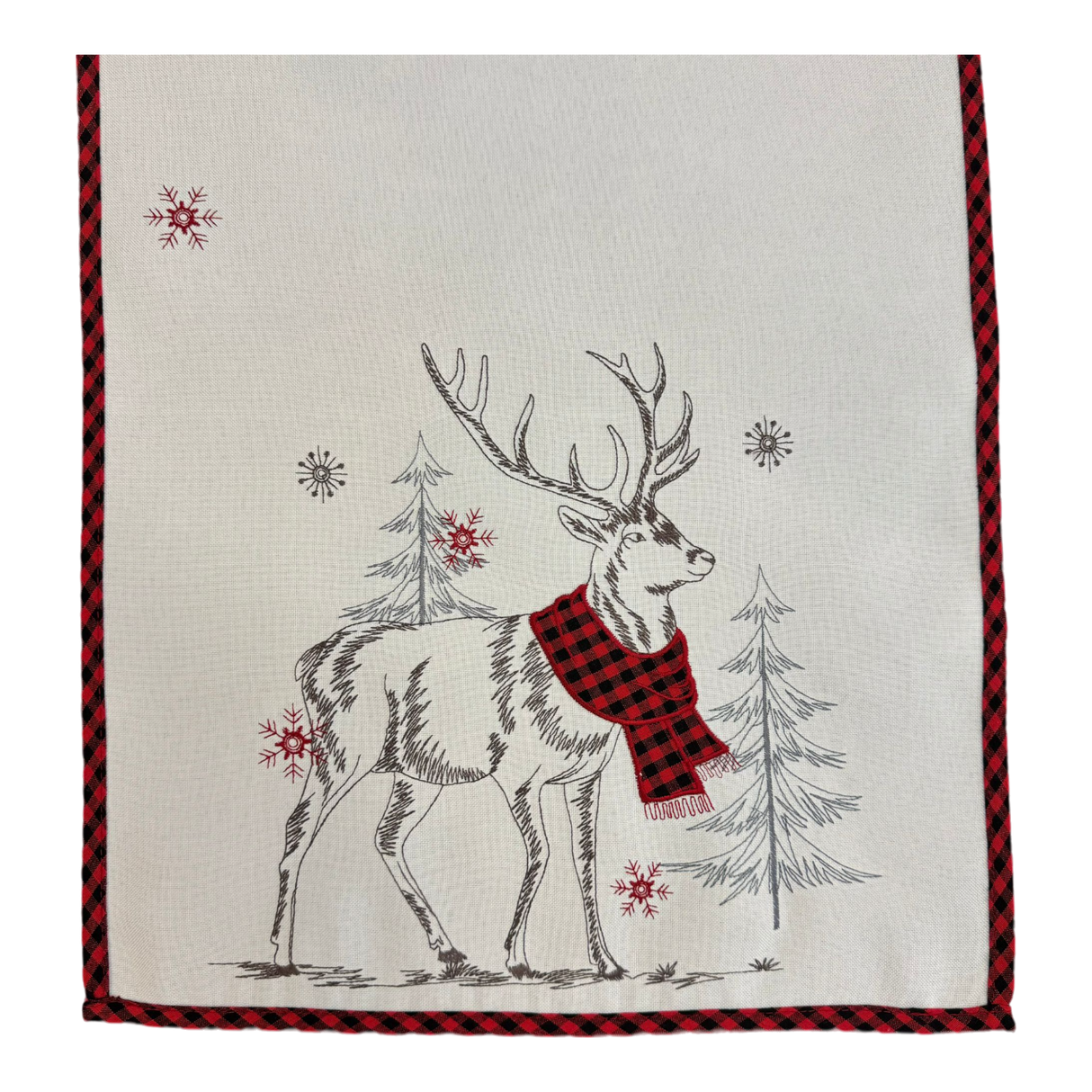 Winterläufer Hirsch Tiere rot/kariert – 40x140 cm | Winter Tischdeko von Wimpelberg