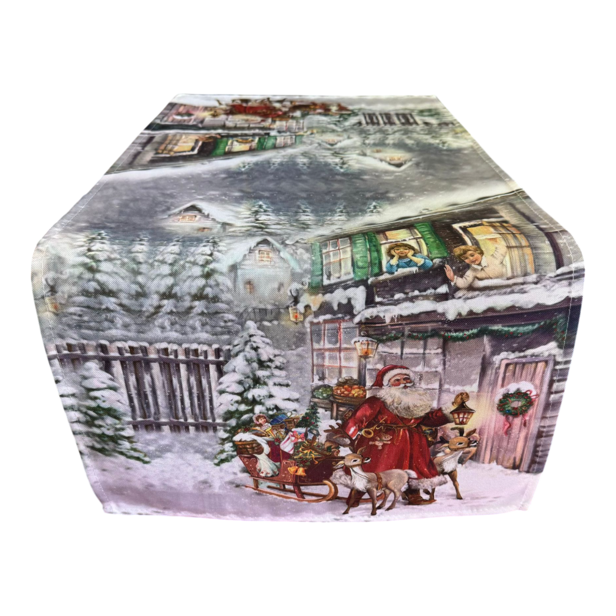 Weihnachtsläufer 40x90cm Weihnachtsmann mit Schlitten – Weihnachten Tischdeko von Wimpelberg