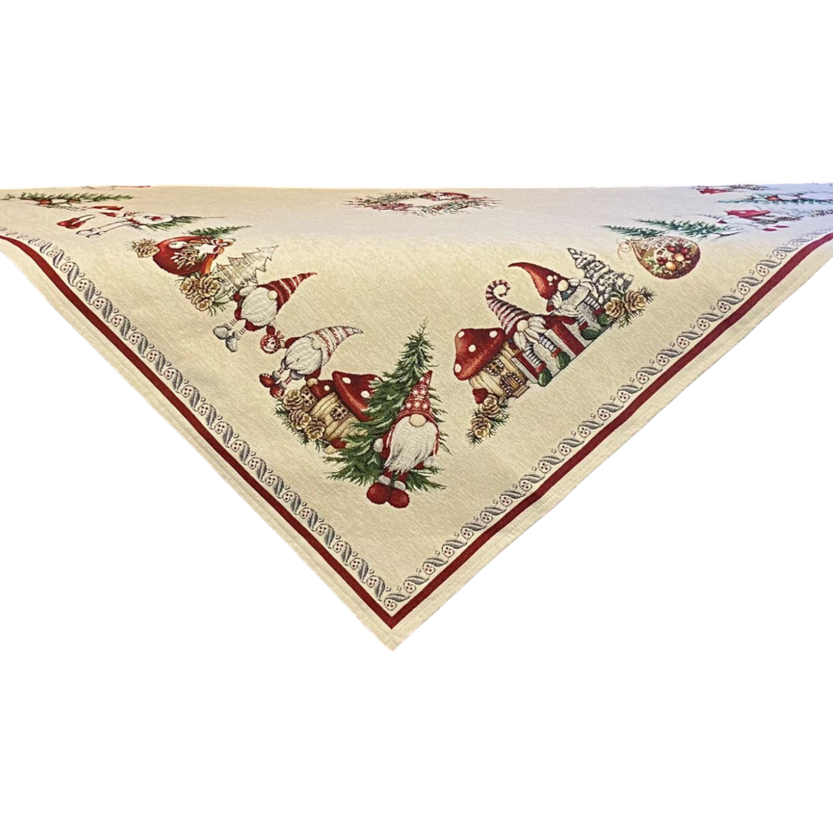 Weihnachtsdecke 100x100 cm – Gobelin Weihnachten Wichtel mit Pilz von Wimpelberg