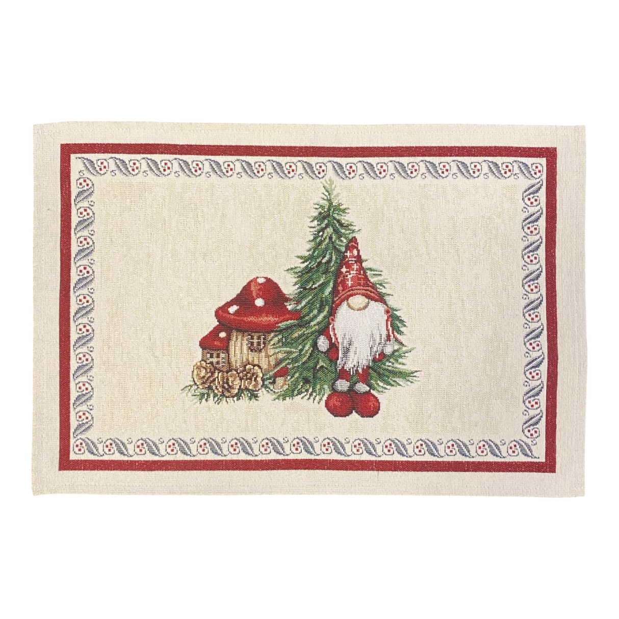 Läufer Gobelin Weihnachten Wichtel mit Pilz Deko Weihnachten 38x48cm von Wimpelberg