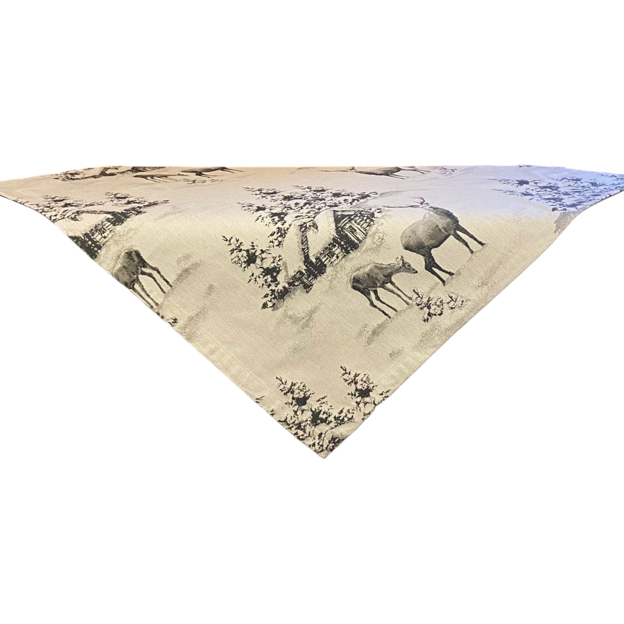 Decke Dezember mit Hirsch und Winterlandschaft – 85x85 cm | Winterdecke von Wimpelberg