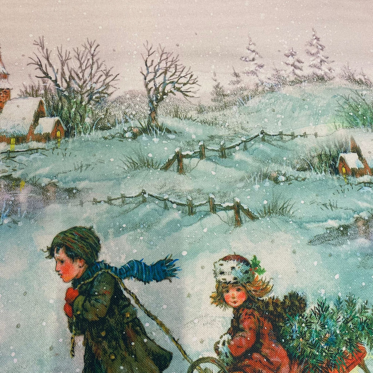 Tischläufer 40x140 cm – Wintermotiv mit Mädchen im Schnee von Wimpelberg