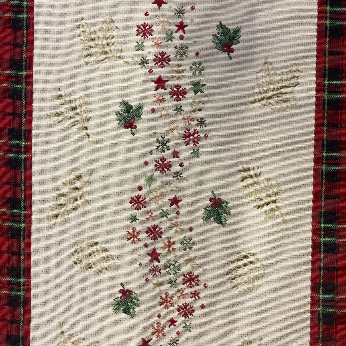 Weihnachtsläufer Gobelin Karo mit Baum-Motiv – Weihnachtsdeko Läufer von Wimpelberg