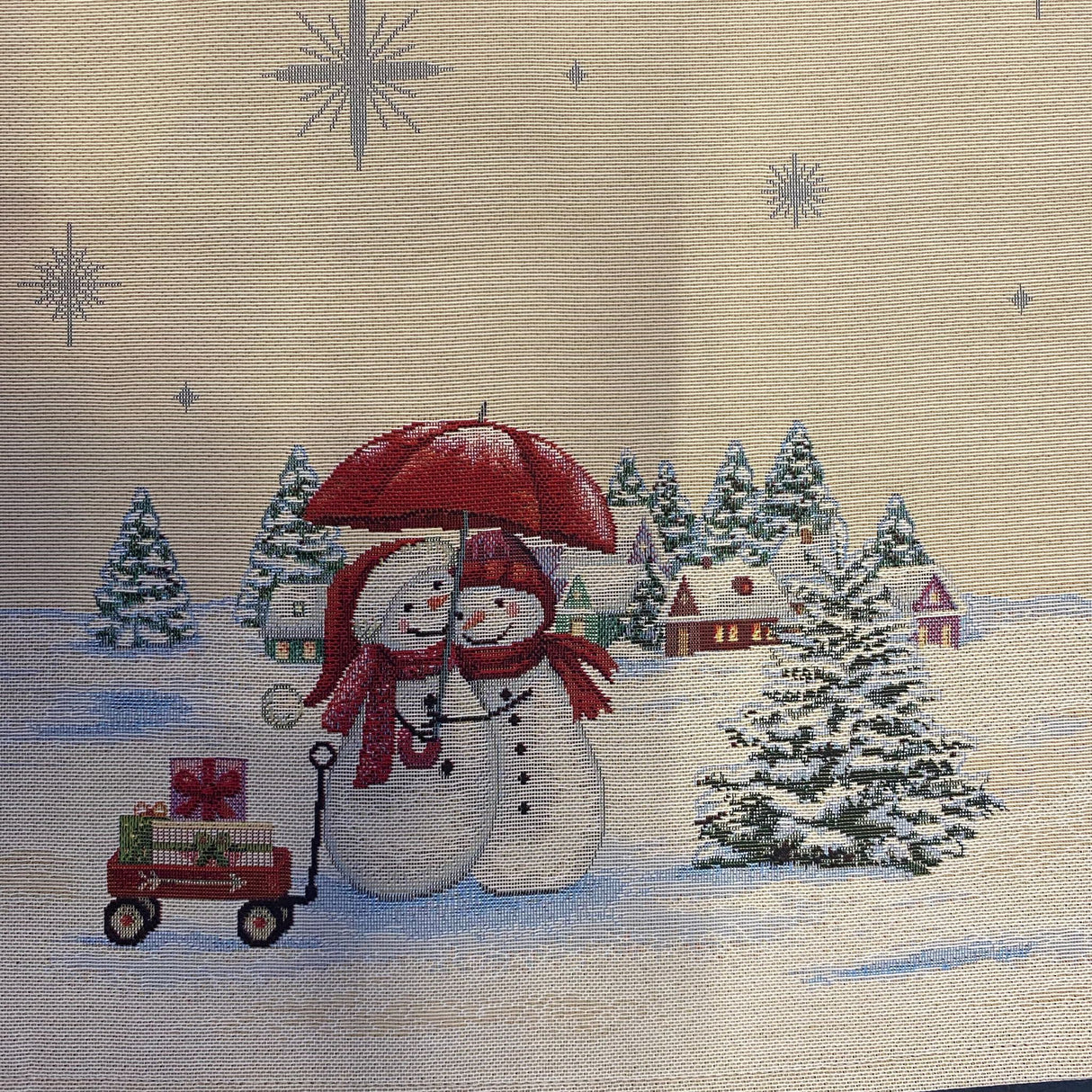 Weihnachtsläufer – Gobelin Schneemänner | Weihnachten Läufer Schneemann von Wimpelberg