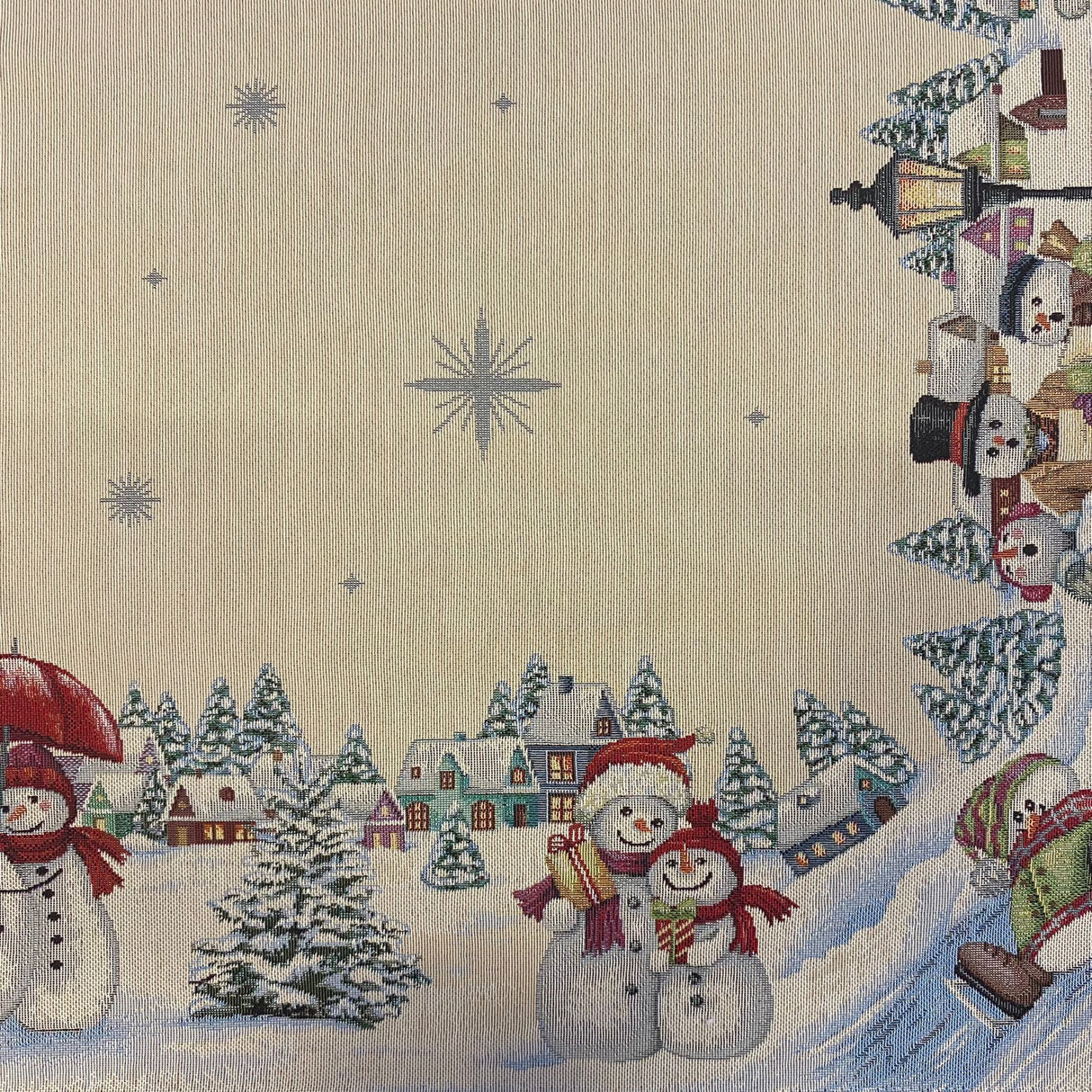 Weihnachtsdecke 100x100 cm – Gobelin Schneemänner | Weihnachtsdeko Decke von Wimpelberg