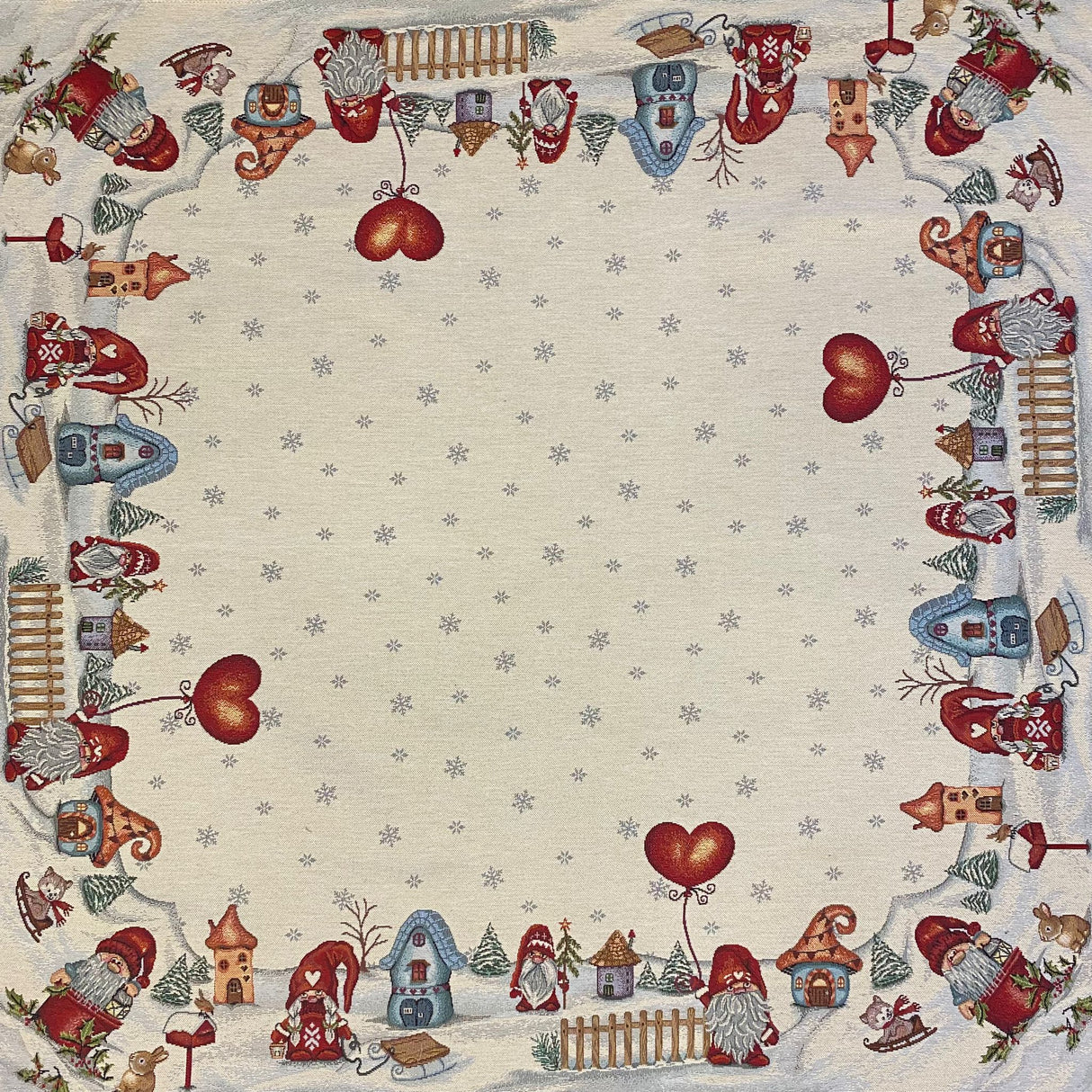 Weihnachtsdecke 100x100 cm – Gobelin Wichteldorf | Weihnachtsdeko Decke von Wimpelberg