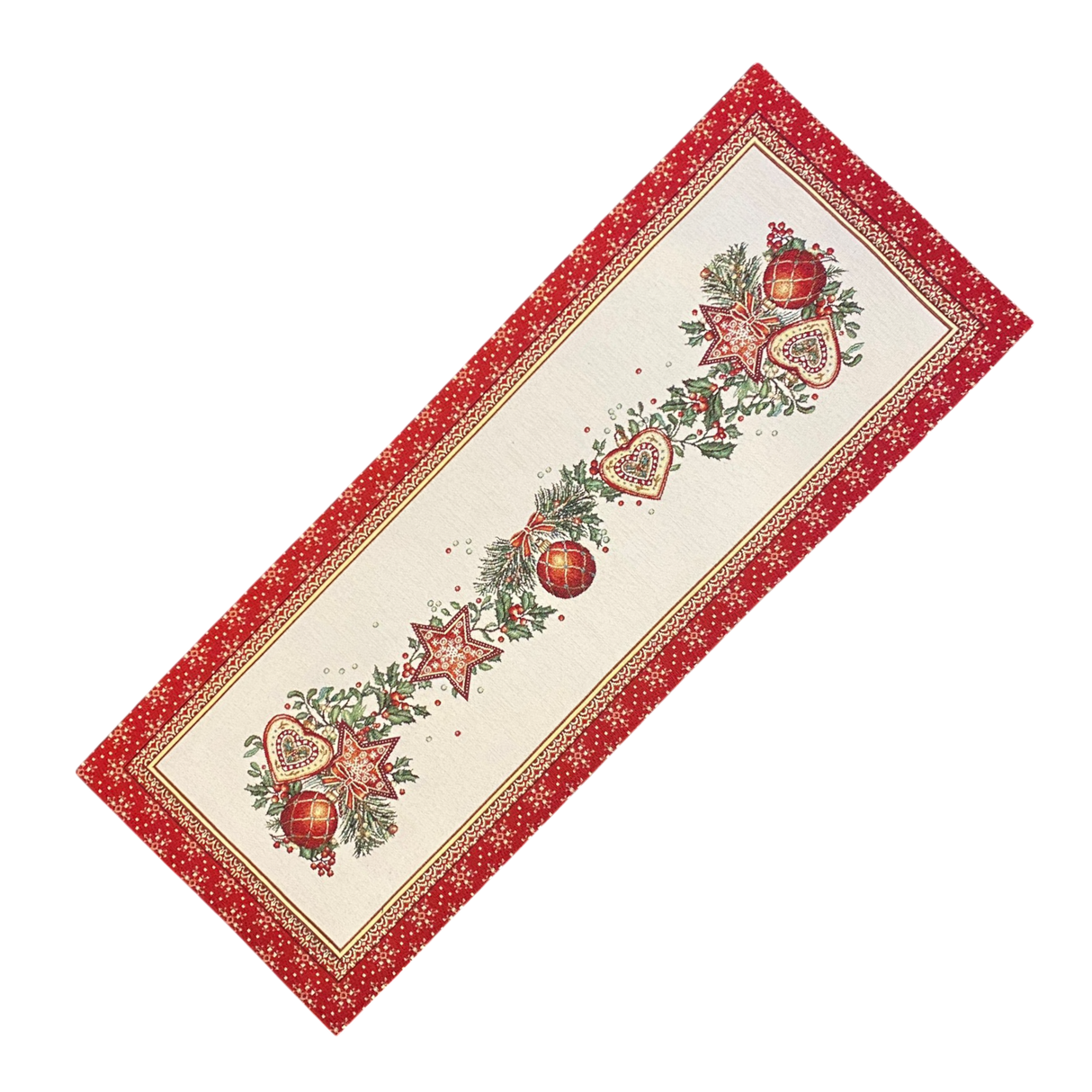 Läufer Weihnachten Gobelin Herz, Kugel und Stern | Weihnachtsläufer Deko 40x100cm von Wimpelberg