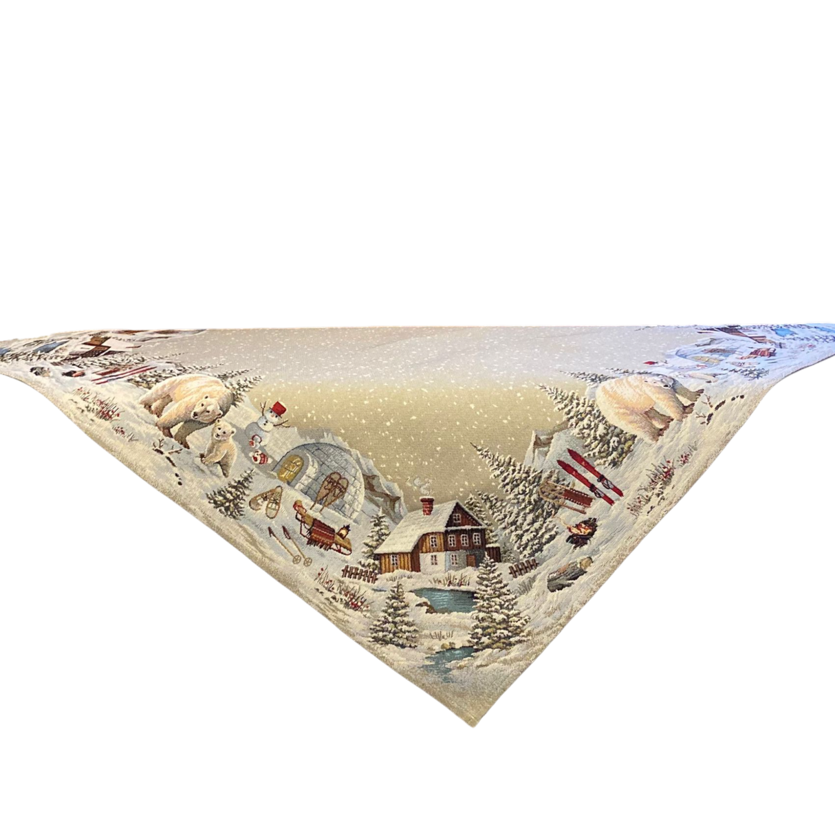 Winter Decke 100x100 cm – Gobelin Winter Eisbären | Winterdecke Deko von Wimpelberg