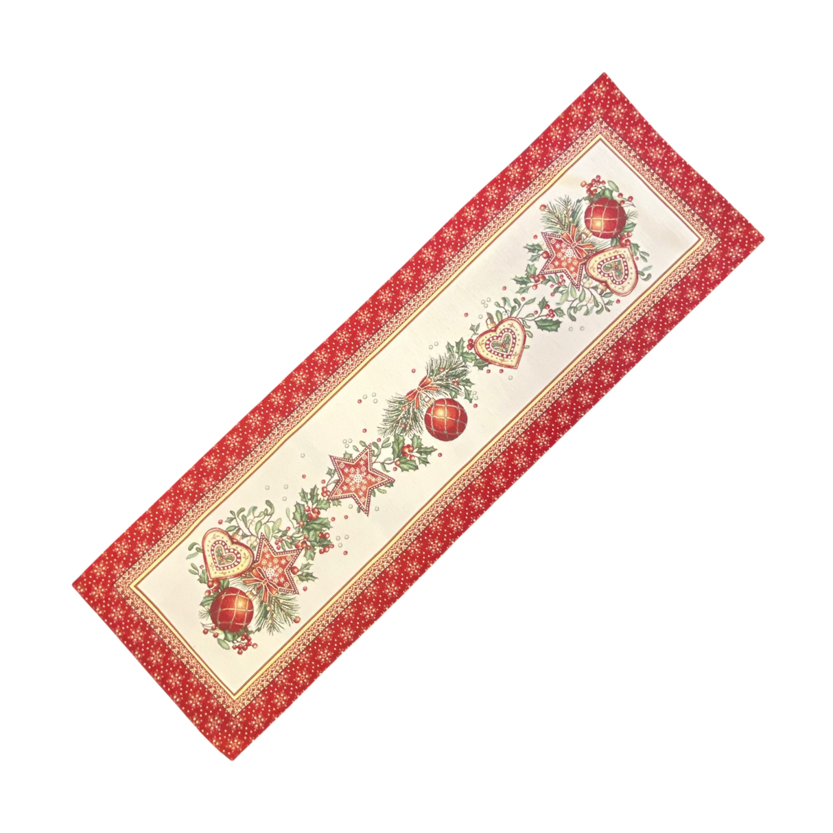 Läufer Weihnachten Gobelin Herz, Kugel und Stern | Weihnachtsläufer Deko 45x140cm von Wimpelberg