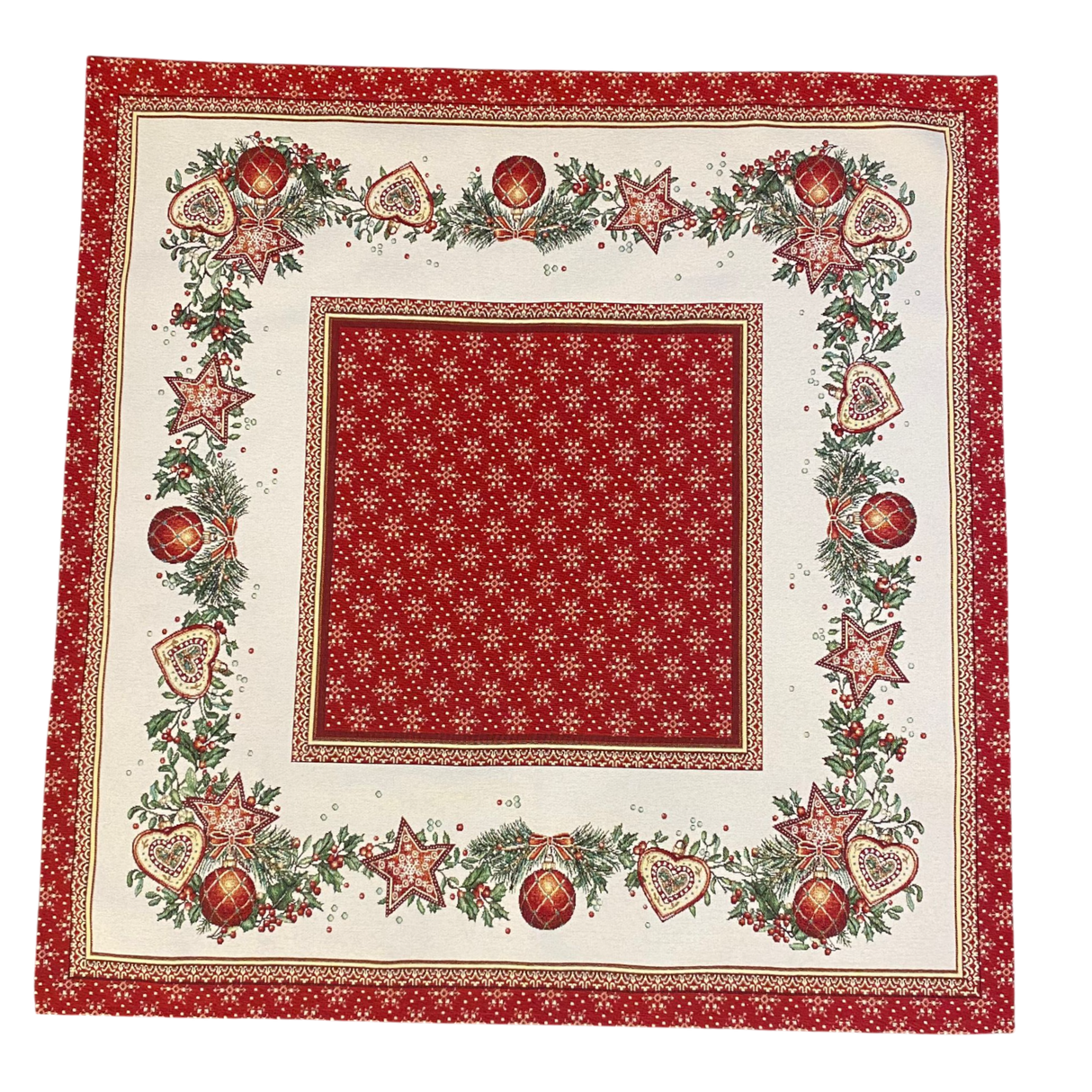 Decke Gobelin Weihnachten Herz, Kugel, Stern | Weihnachtsdecke Deko von Wimpelberg