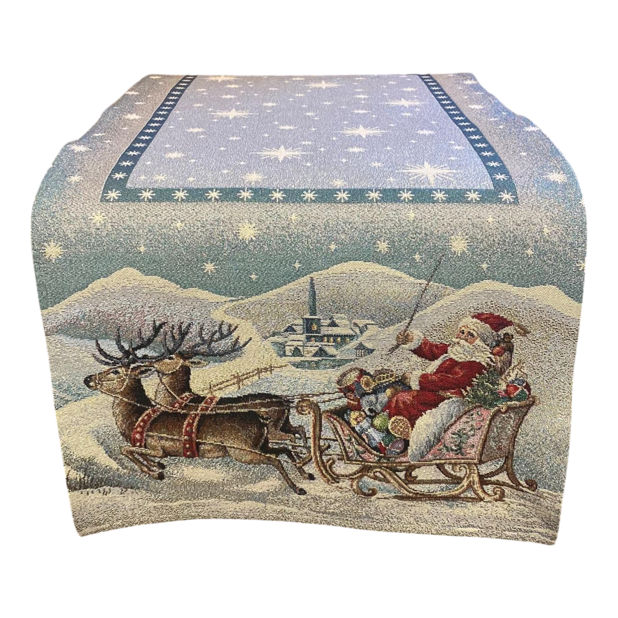 Weihnachtsläufer "Bescherung" Winterlandschaft mit Weihnachtsmann – 38x100 cm von Wimpelberg