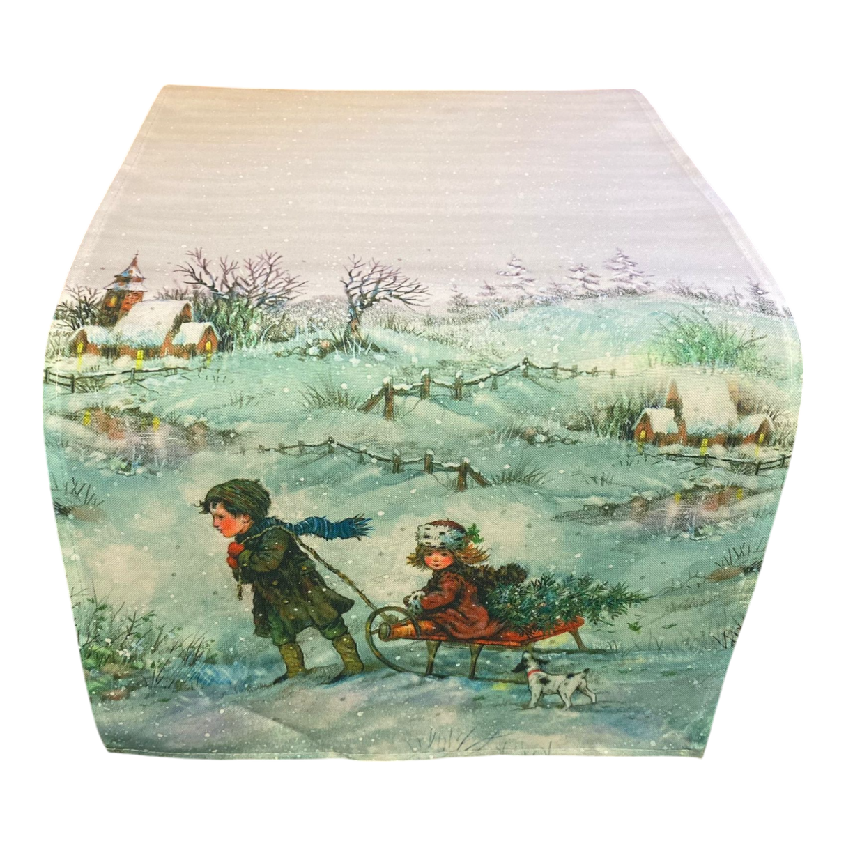 Tischläufer 40x140 cm – Wintermotiv mit Mädchen im Schnee von Wimpelberg