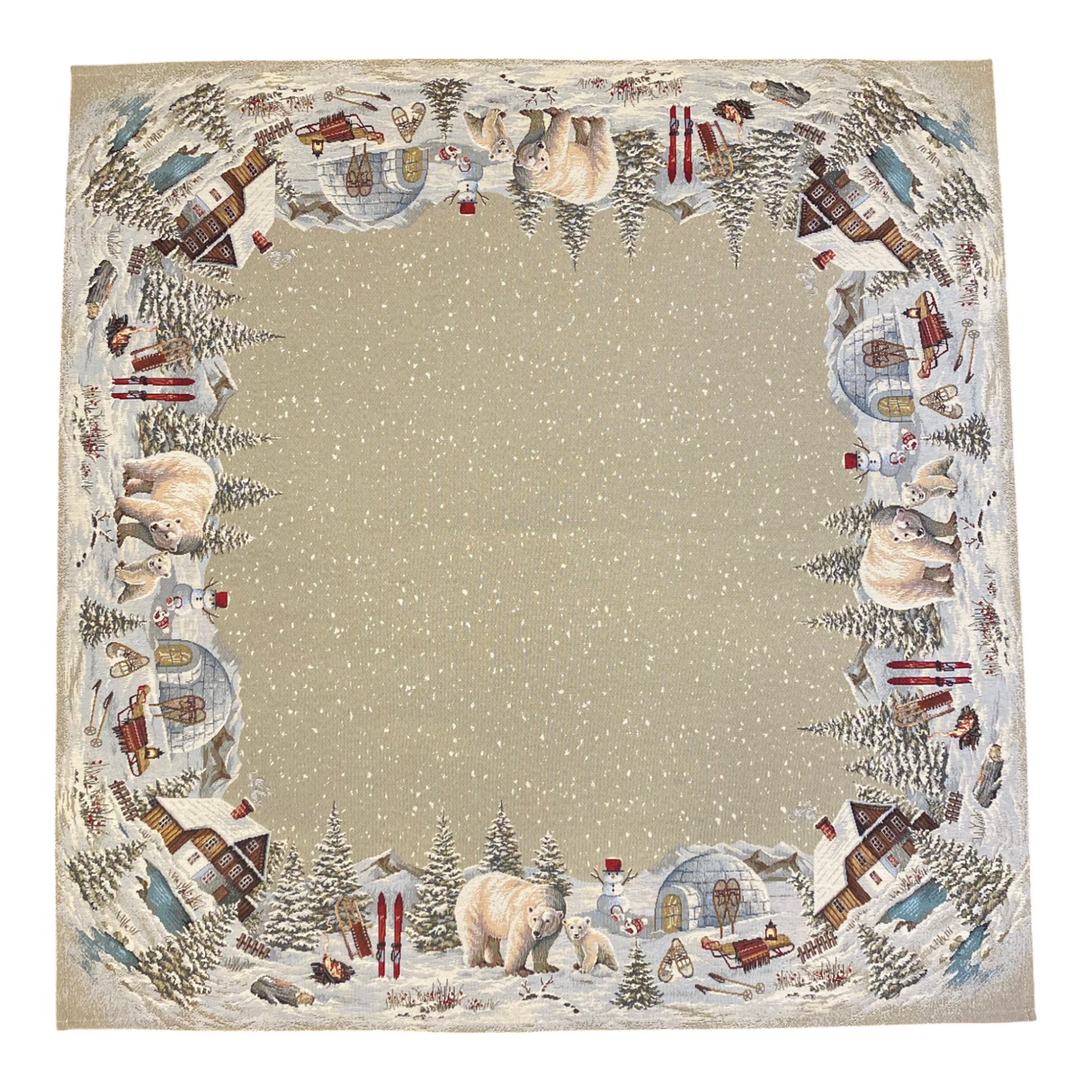 Winter Decke 100x100 cm – Gobelin Winter Eisbären | Winterdecke Deko von Wimpelberg