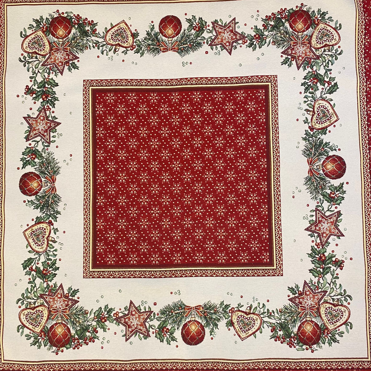 Decke Gobelin Weihnachten Herz, Kugel, Stern | Weihnachtsdecke Deko von Wimpelberg