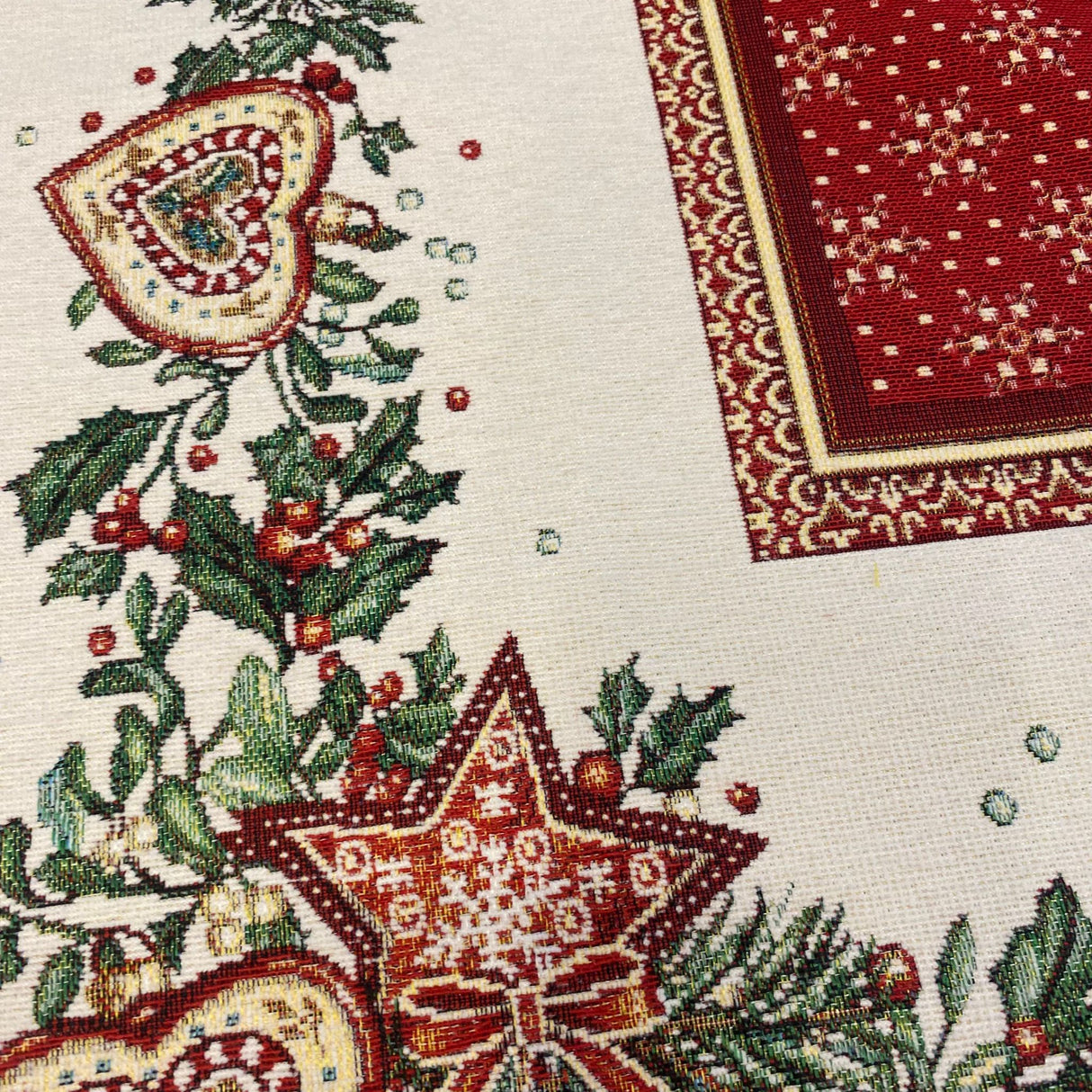 Decke Gobelin Weihnachten Herz, Kugel, Stern | Weihnachtsdecke Deko von Wimpelberg