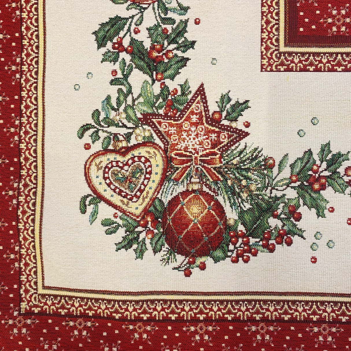 Decke Gobelin Weihnachten Herz, Kugel, Stern | Weihnachtsdecke Deko von Wimpelberg