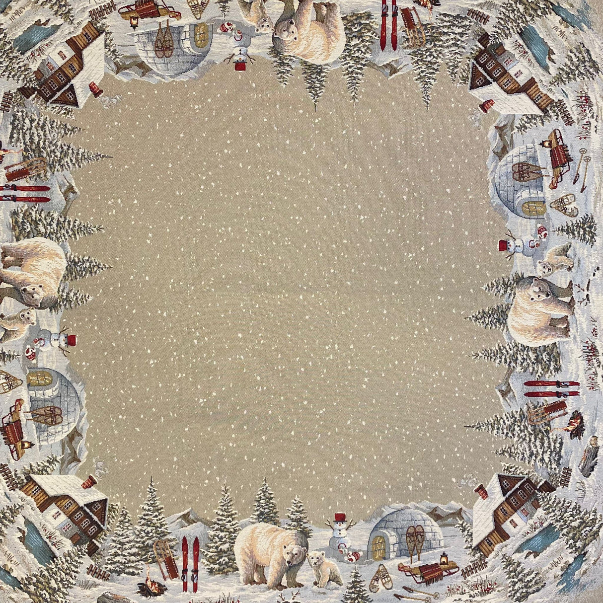 Winter Decke 100x100 cm – Gobelin Winter Eisbären | Winterdecke Deko von Wimpelberg