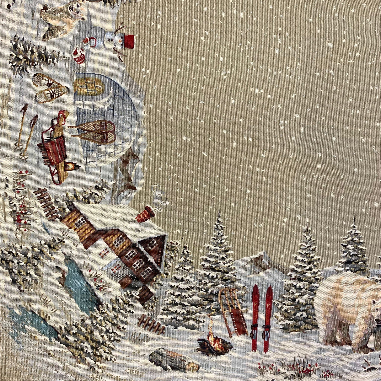 Winter Decke 100x100 cm – Gobelin Winter Eisbären | Winterdecke Deko von Wimpelberg