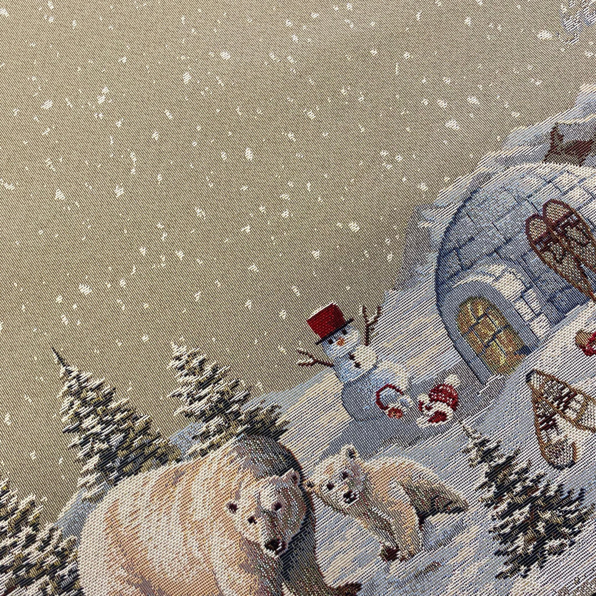 Winter Decke 100x100 cm – Gobelin Winter Eisbären | Winterdecke Deko von Wimpelberg