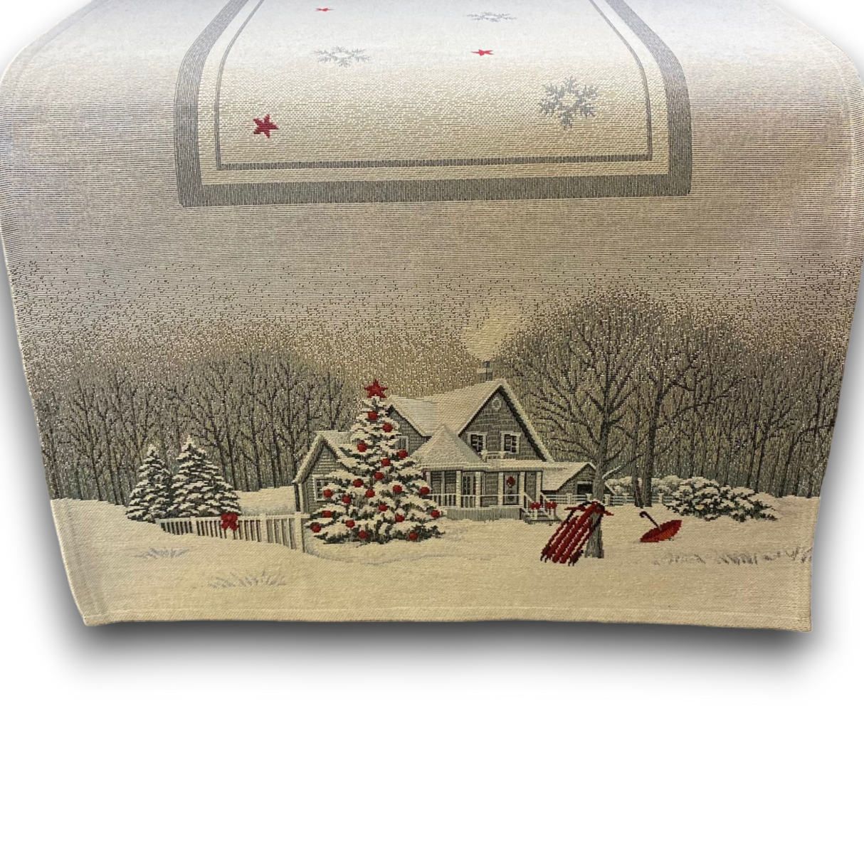 Weihnachtsläufer Gobelin Haus – Festliche Tischdekoration | Weihnachtsdeko von Wimpelberg