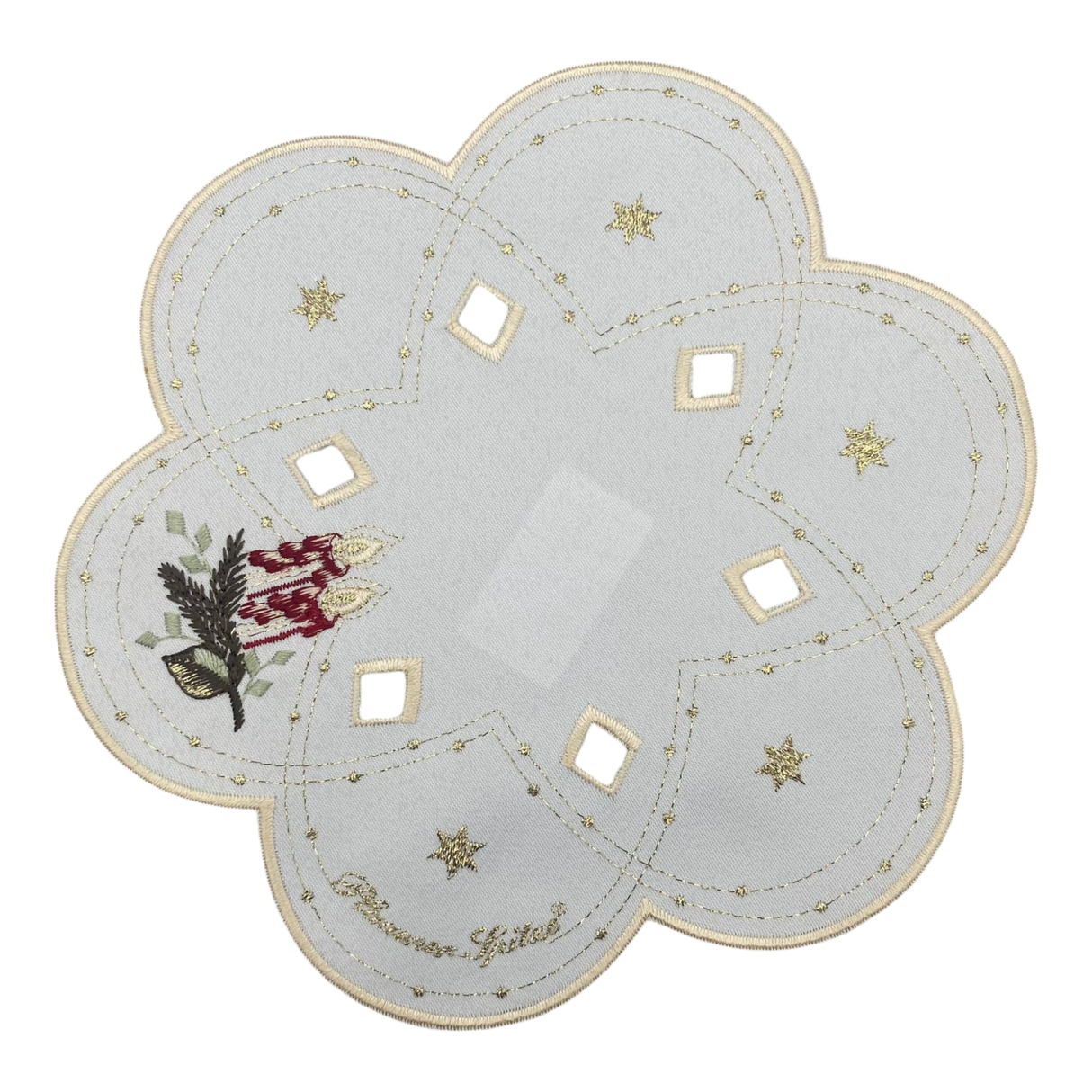 Weihnachtsdecken Plauener Spitze Weihnachtskerzen – 23 cm, Rund von Wimpelberg